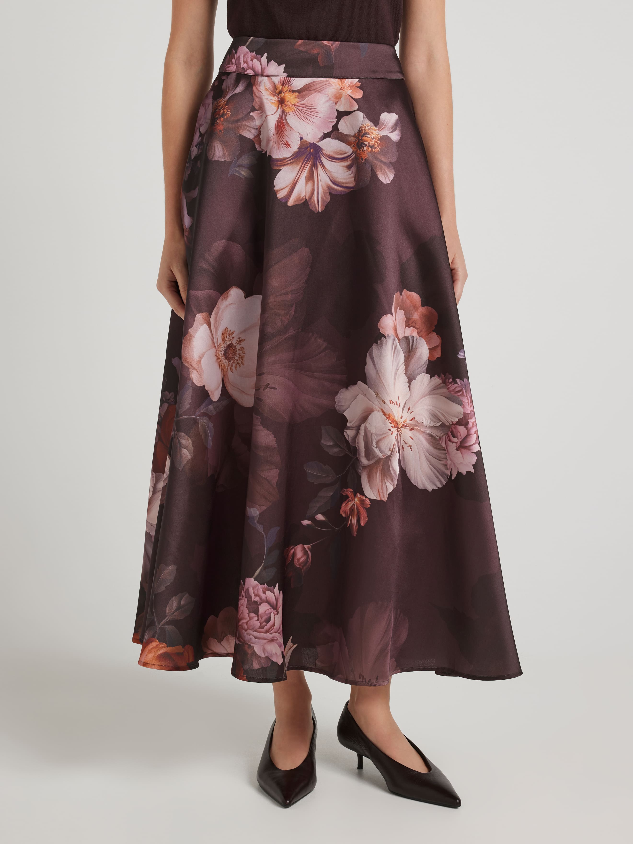 Midnight Blooms Midi Skirt