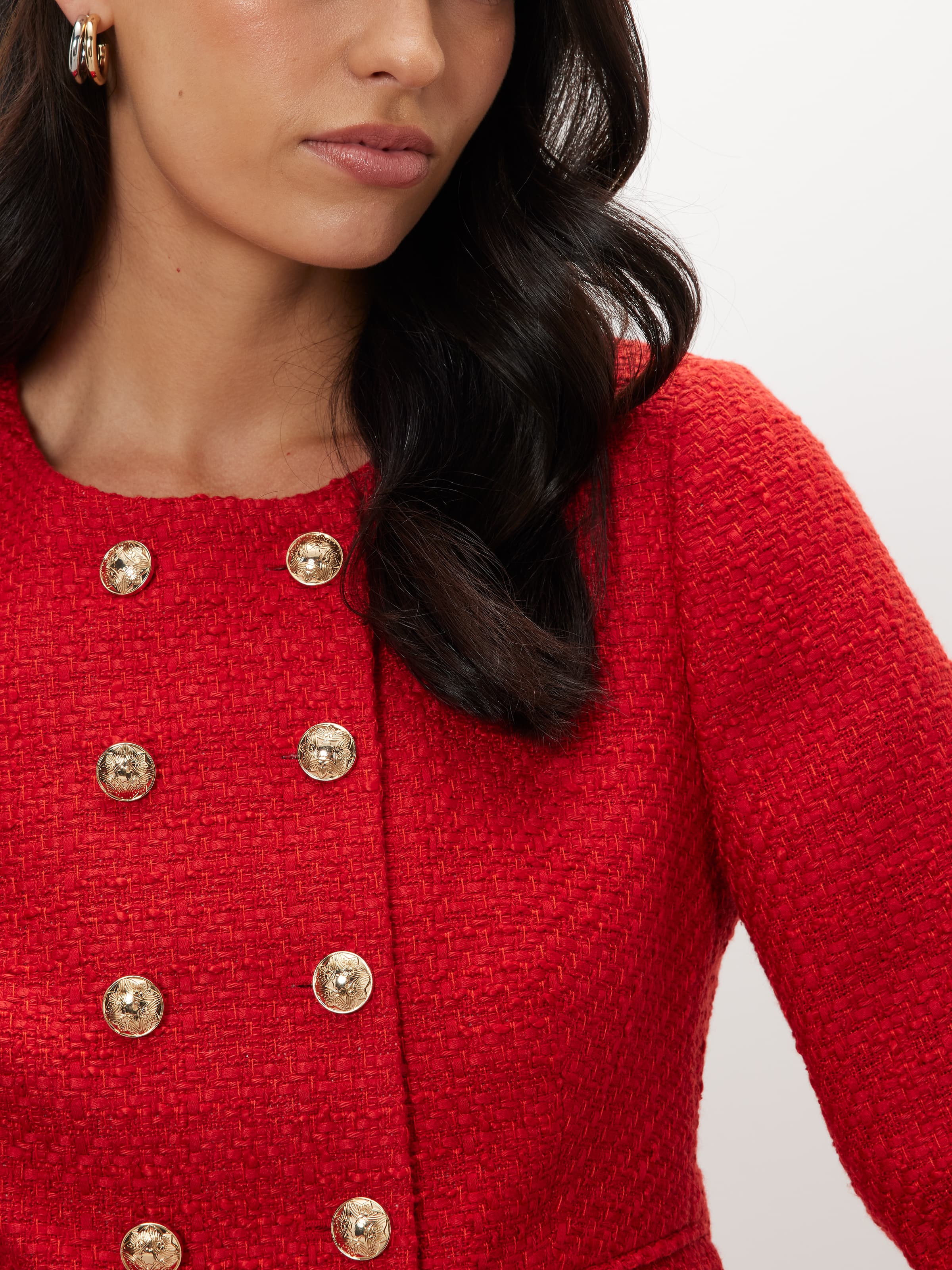 Red Hot Boucle Crop Jacket
