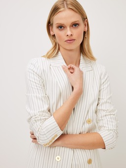 First Class Double Breasted Pinstripe Blazer