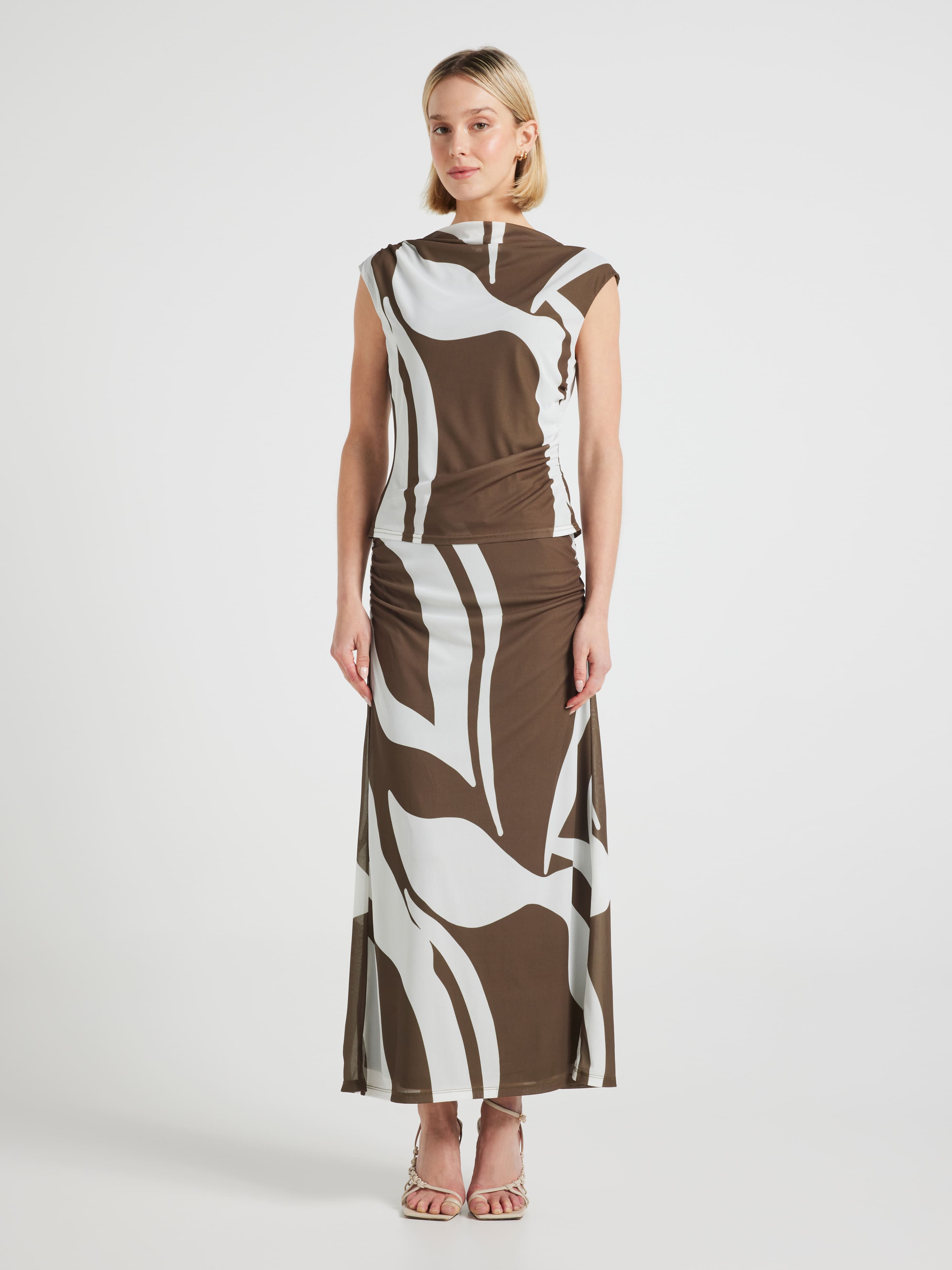 Cloud Abstract Mesh Midi Skirt