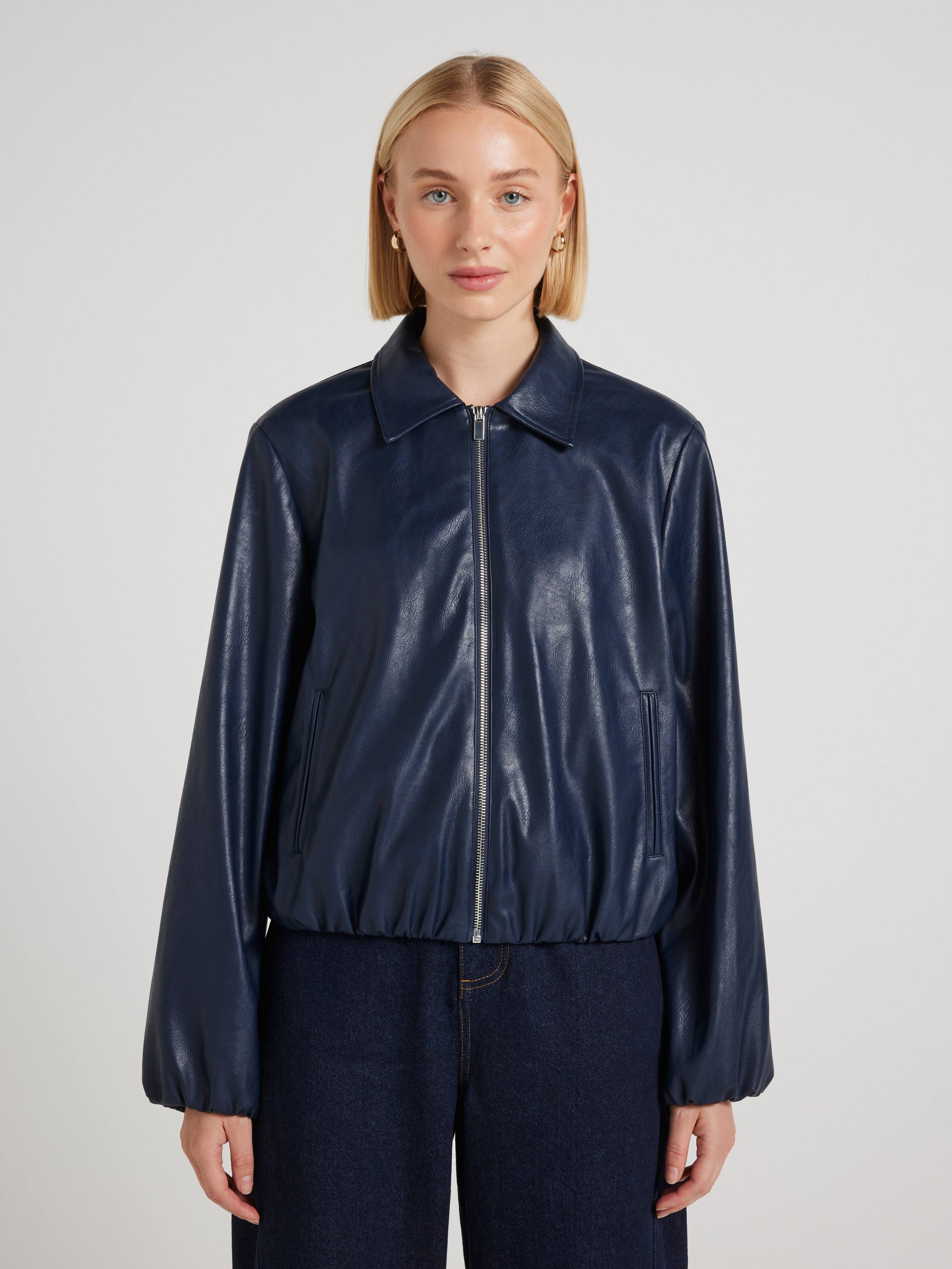 Spinning Around Faux Leather Bomber Jacket