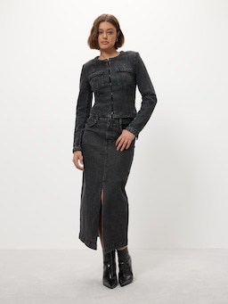 Berlin Braided Midi Denim Skirt