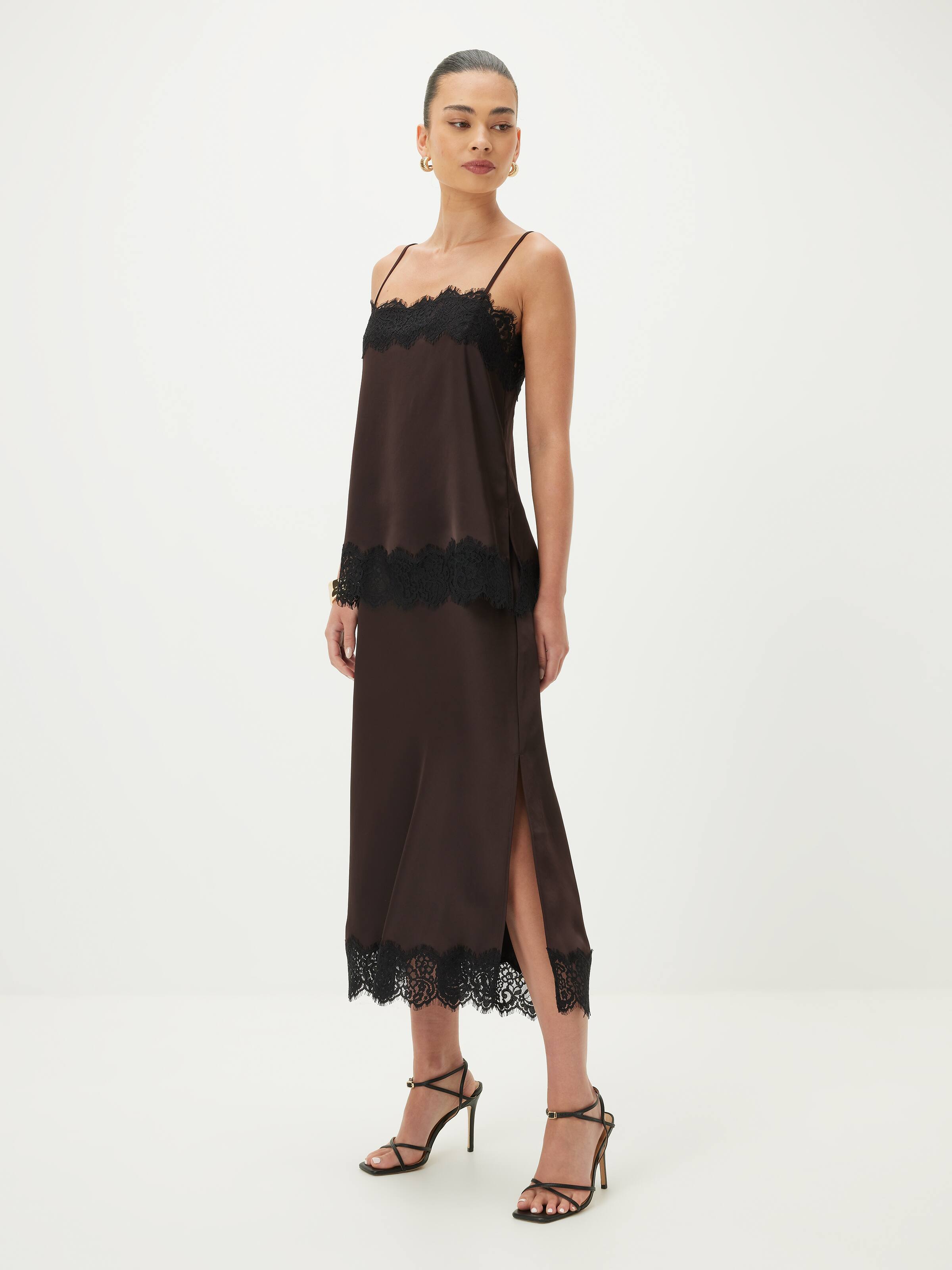 Sadie Lace Trim Satin Slip