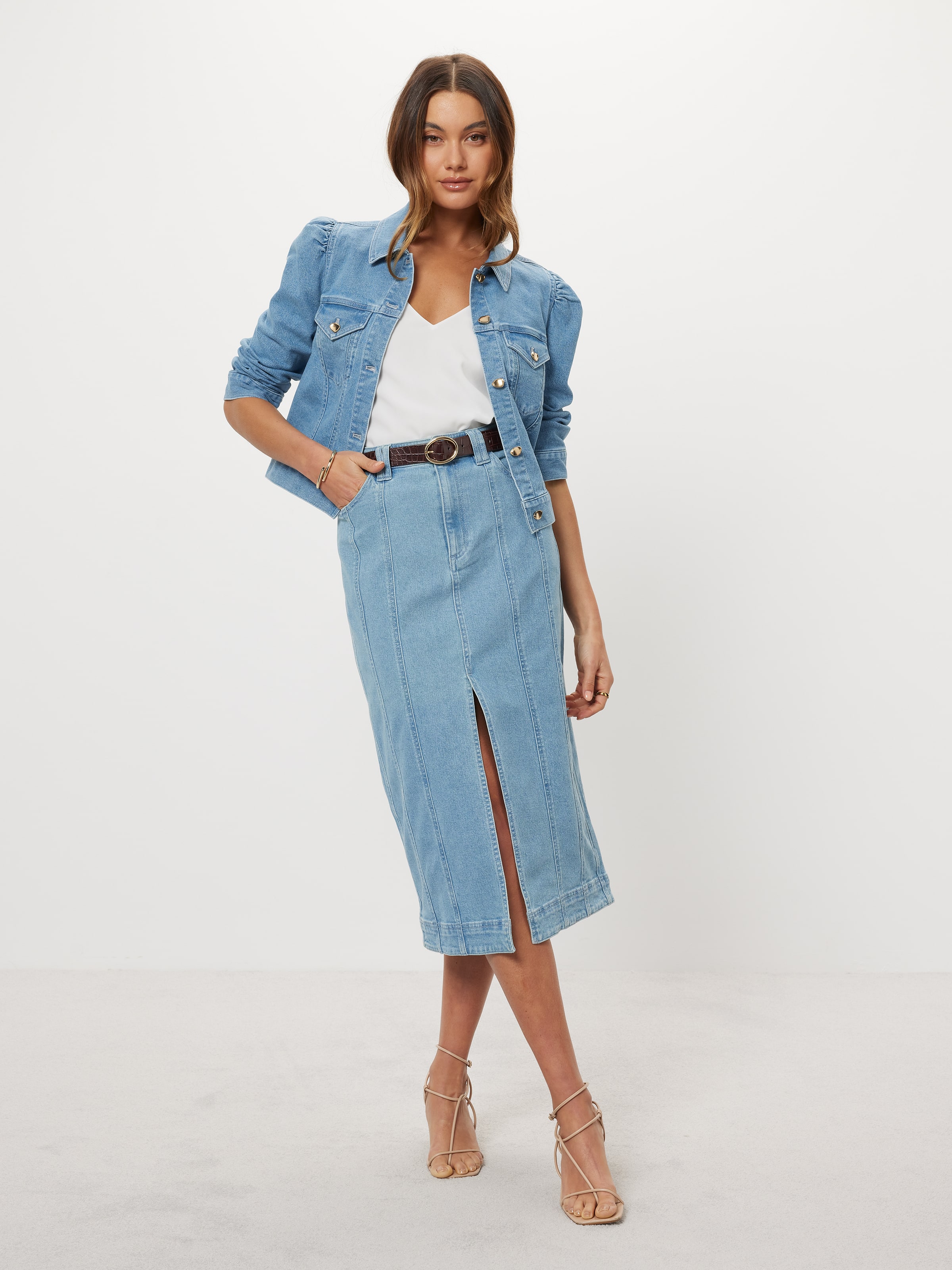 Cloud Nine Denim Pencil Skirt