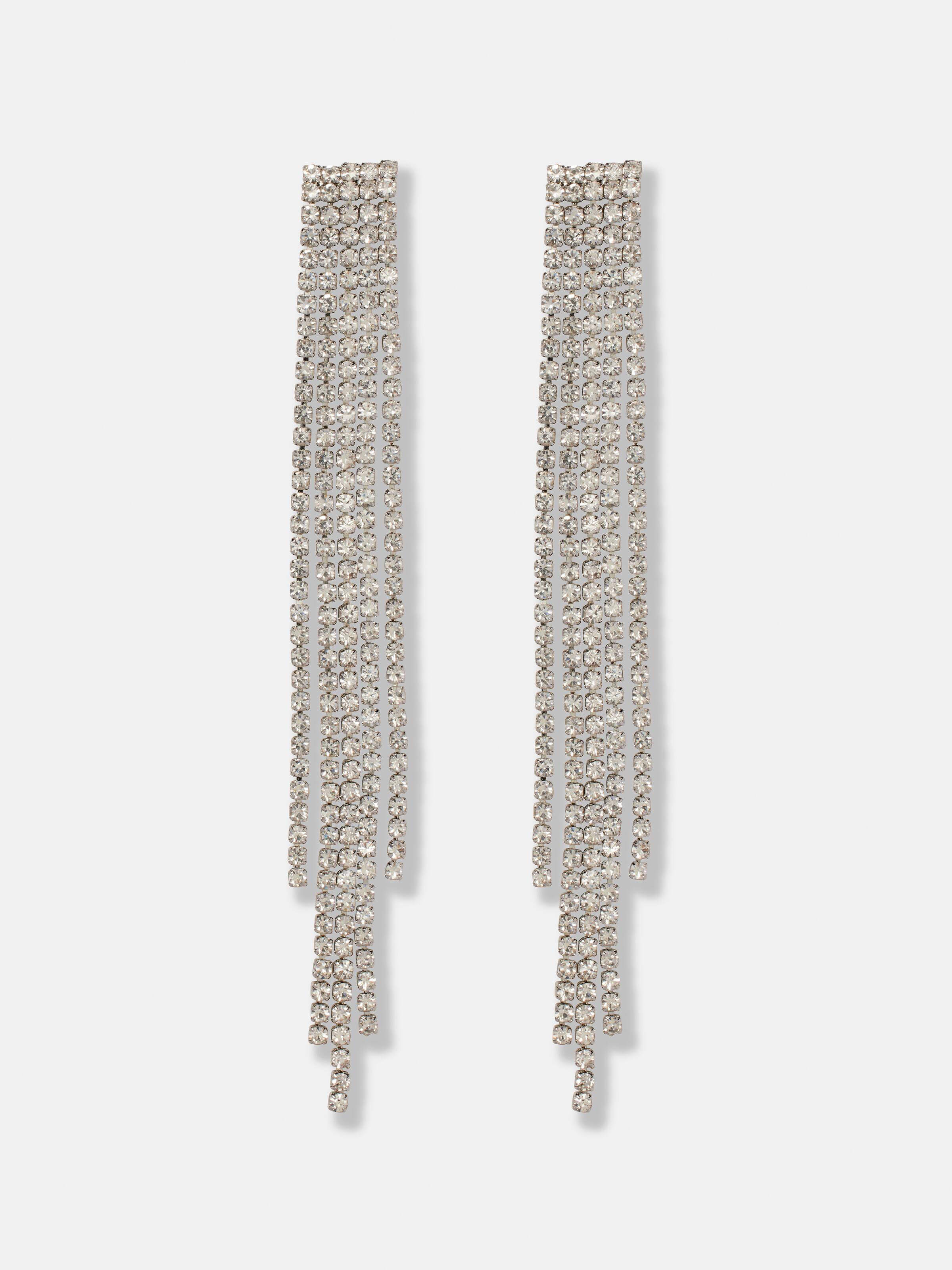 Ashley Statement Diamante Tassel Earrings