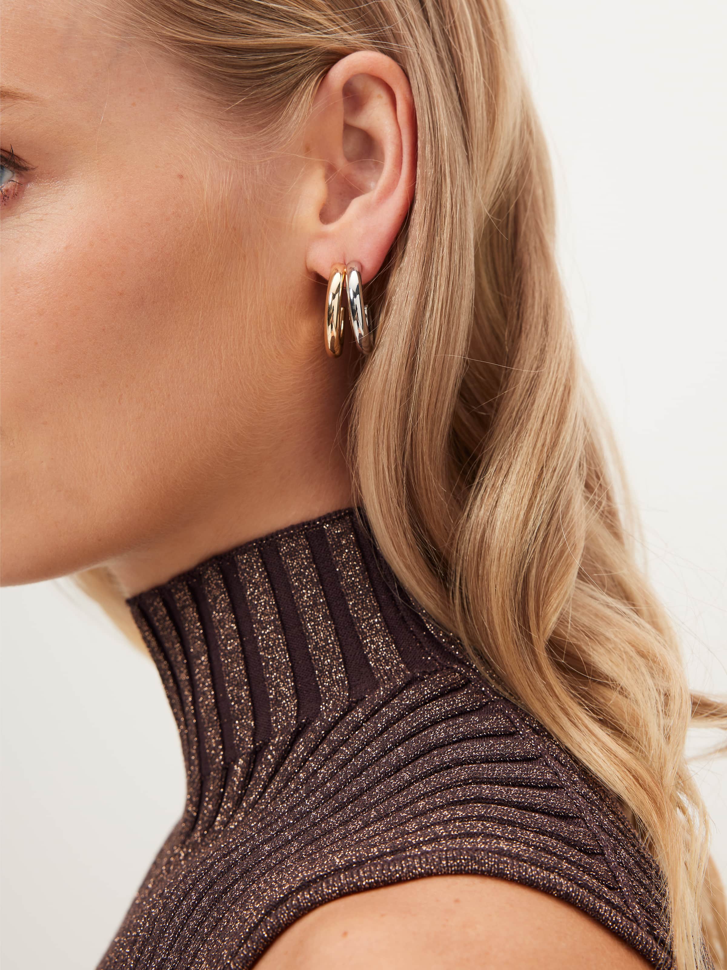 Two Tone Double Hoop Earrings