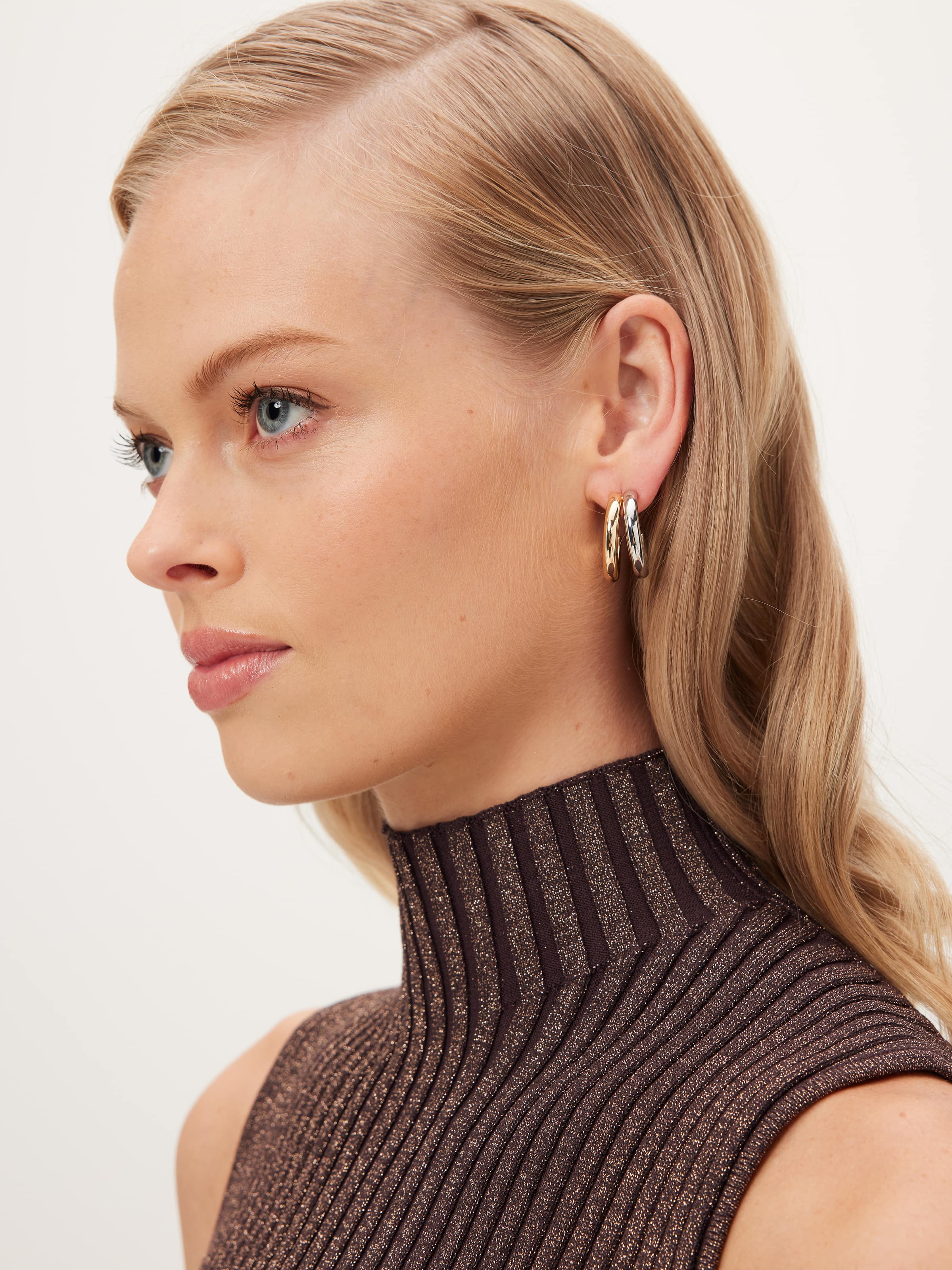 Two Tone Double Hoop Earrings