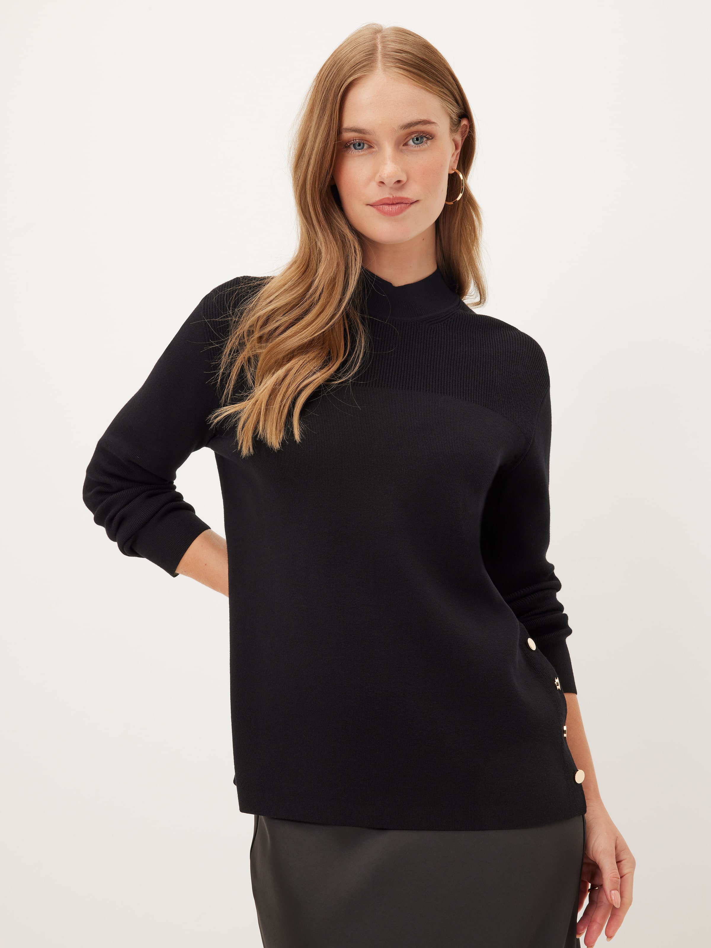 Kayla Side Button Crew Knit
