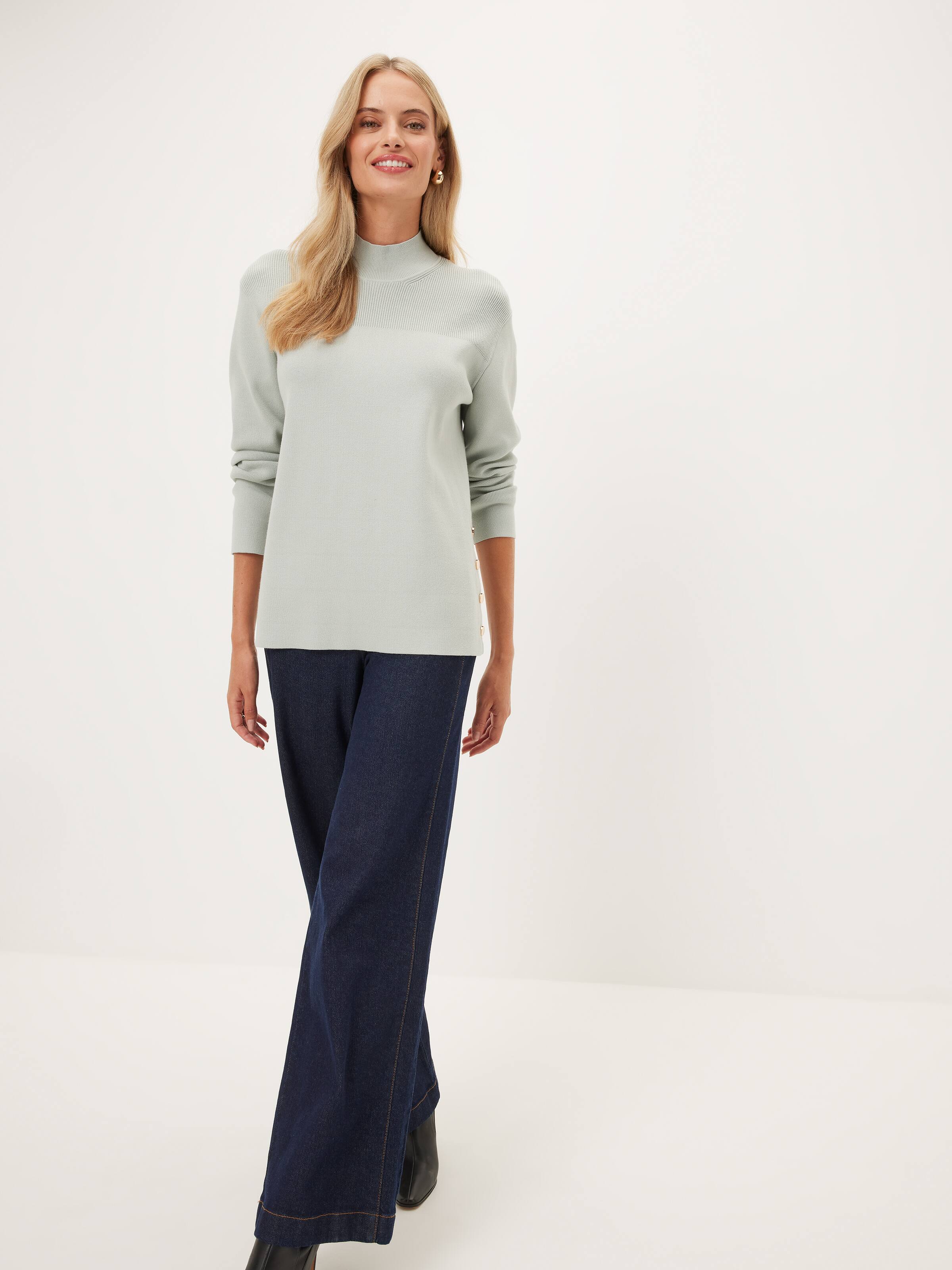 Kayla Side Button Crew Knit