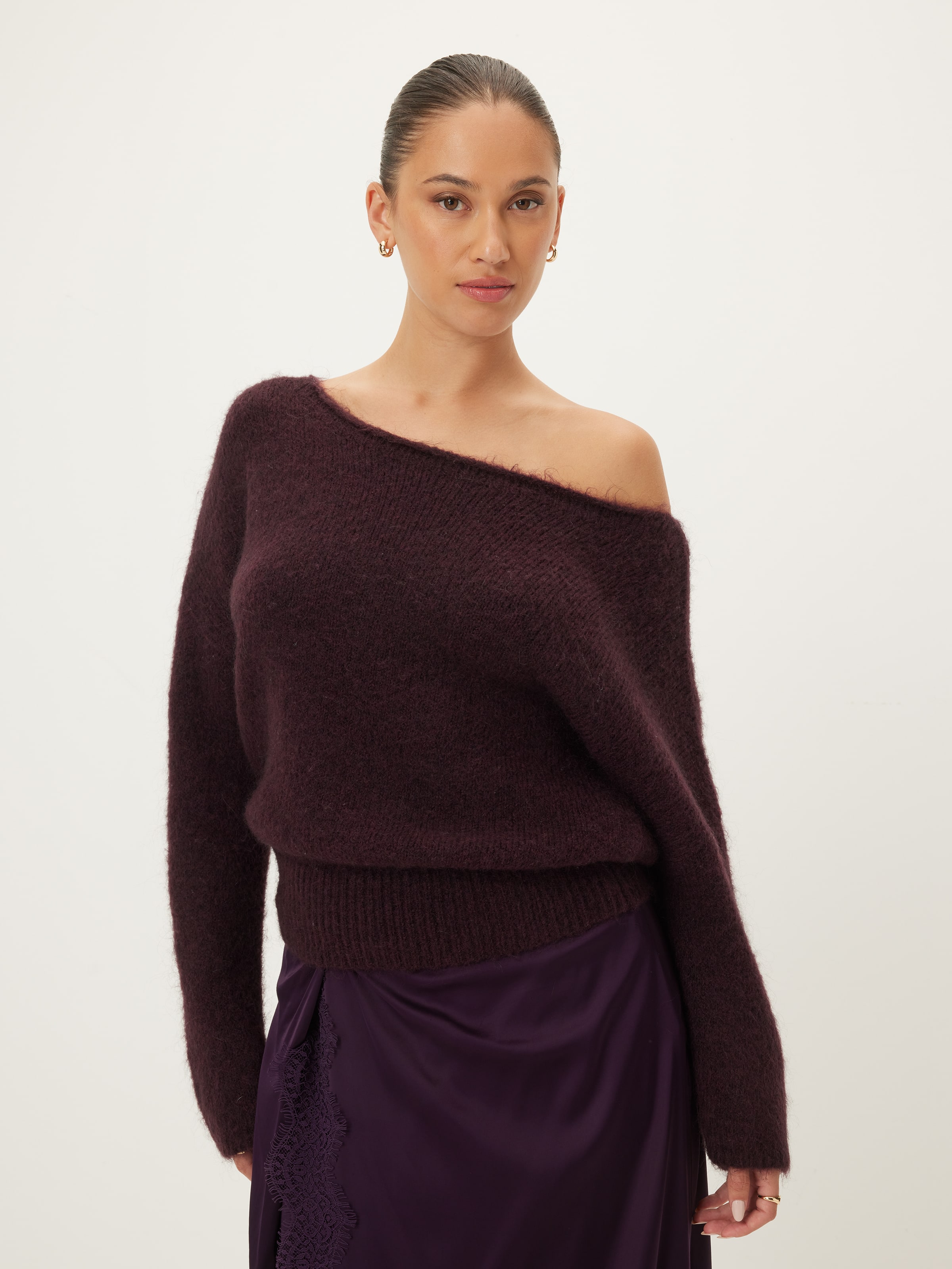 Emily Off Shoulder Fluffy Knit