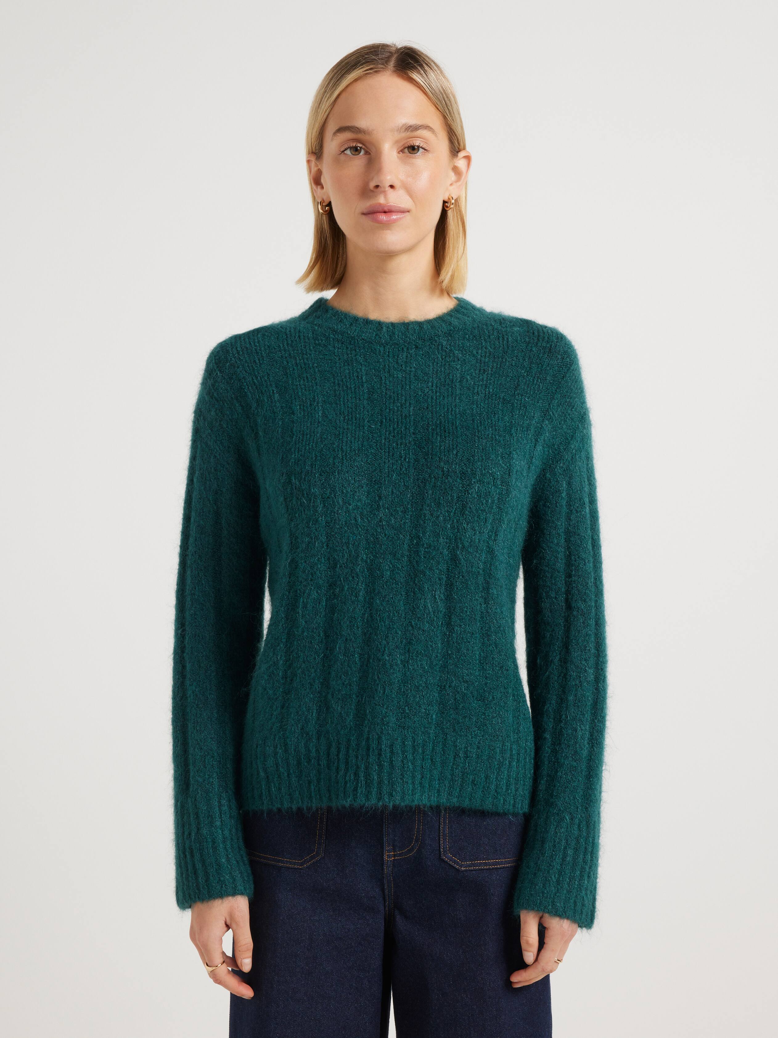 Emma Fluffy Long Sleeve Cable Knit