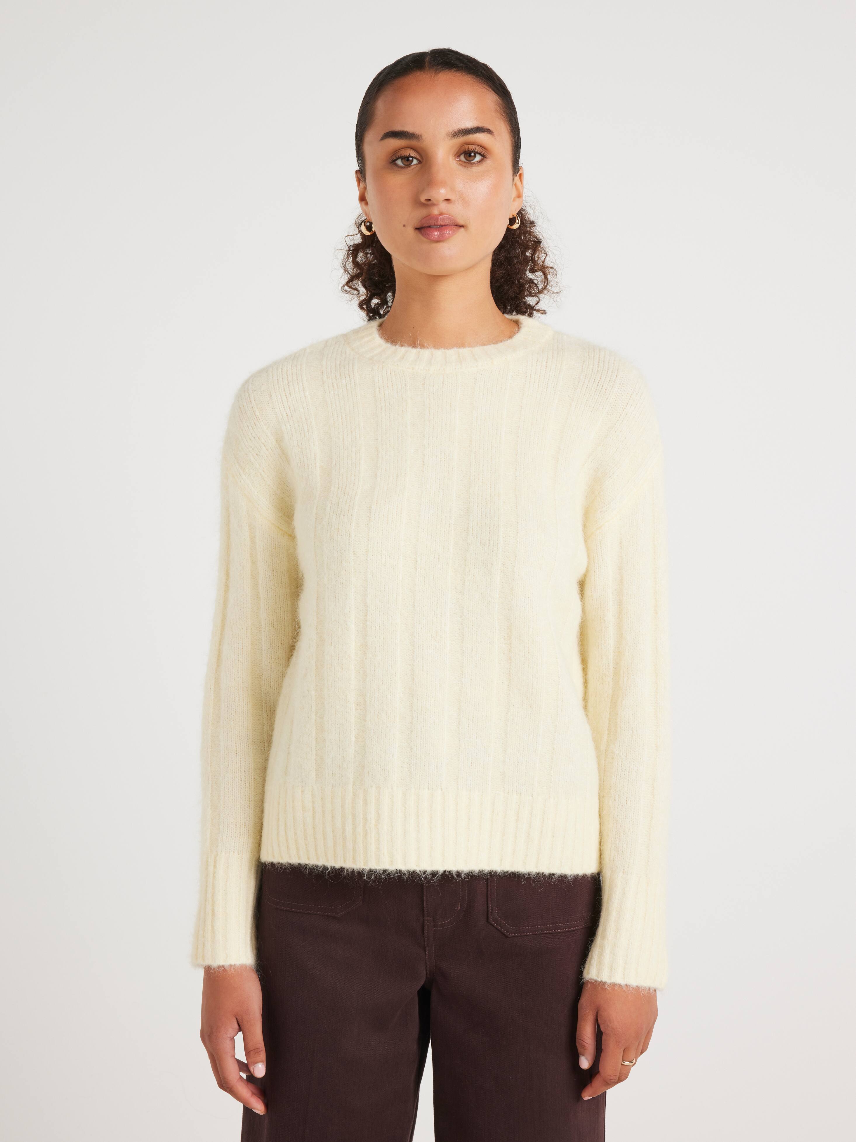 Emma Fluffy Long Sleeve Cable Knit