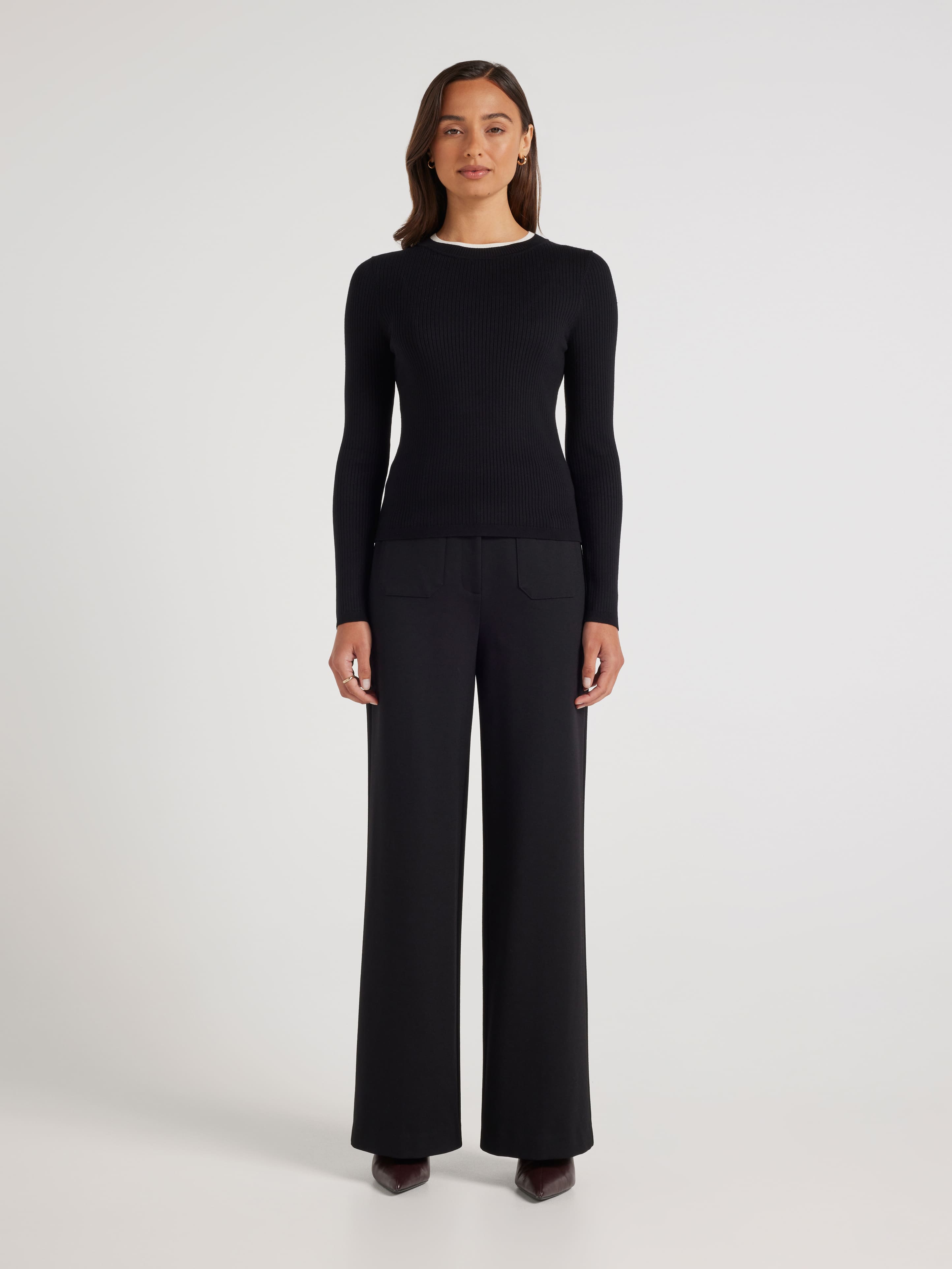 Layla Contrast Ribbed Long Sleeve Knit
