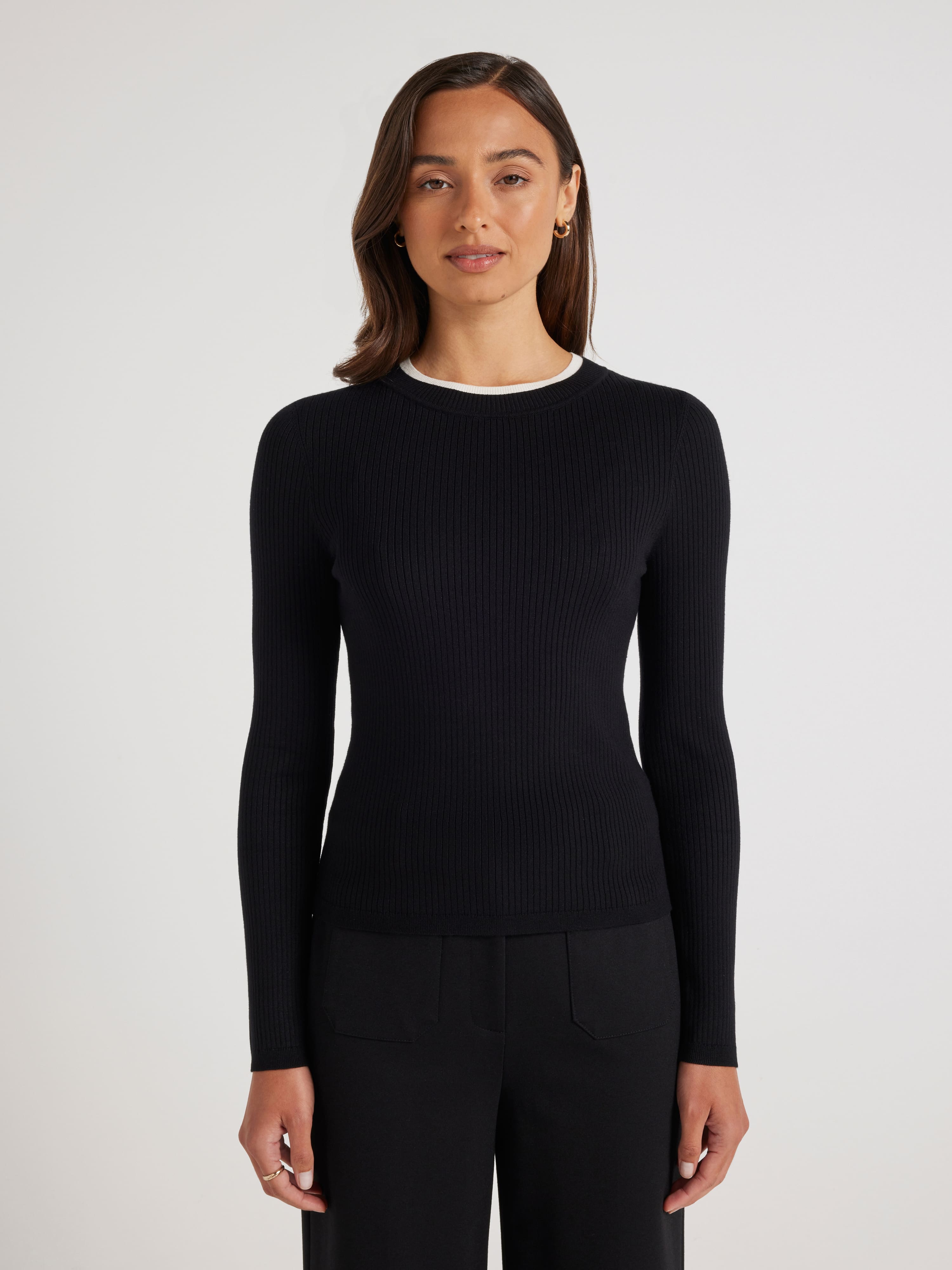 Layla Contrast Ribbed Long Sleeve Knit