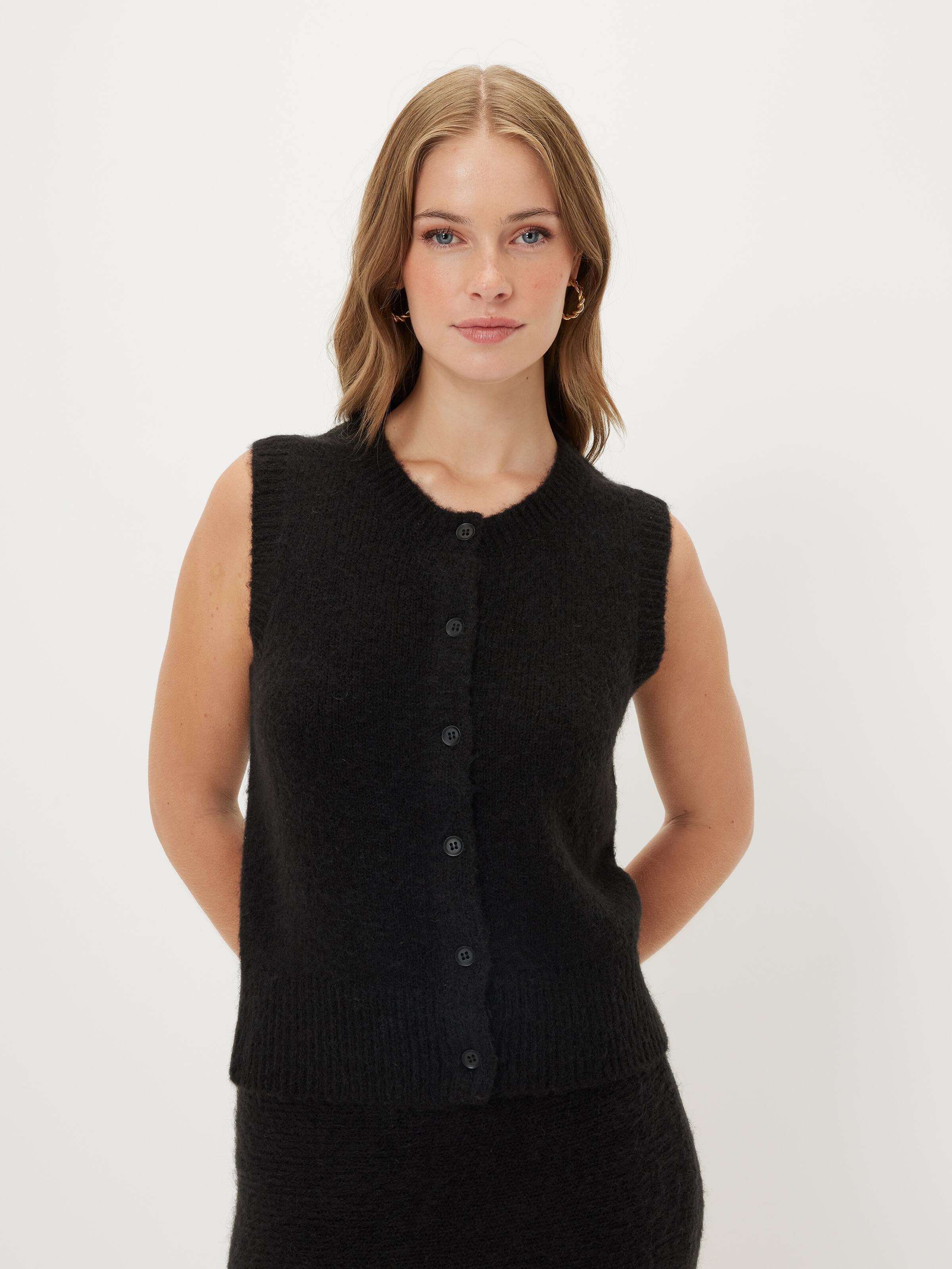 Callie Fluffy Button Up Vest