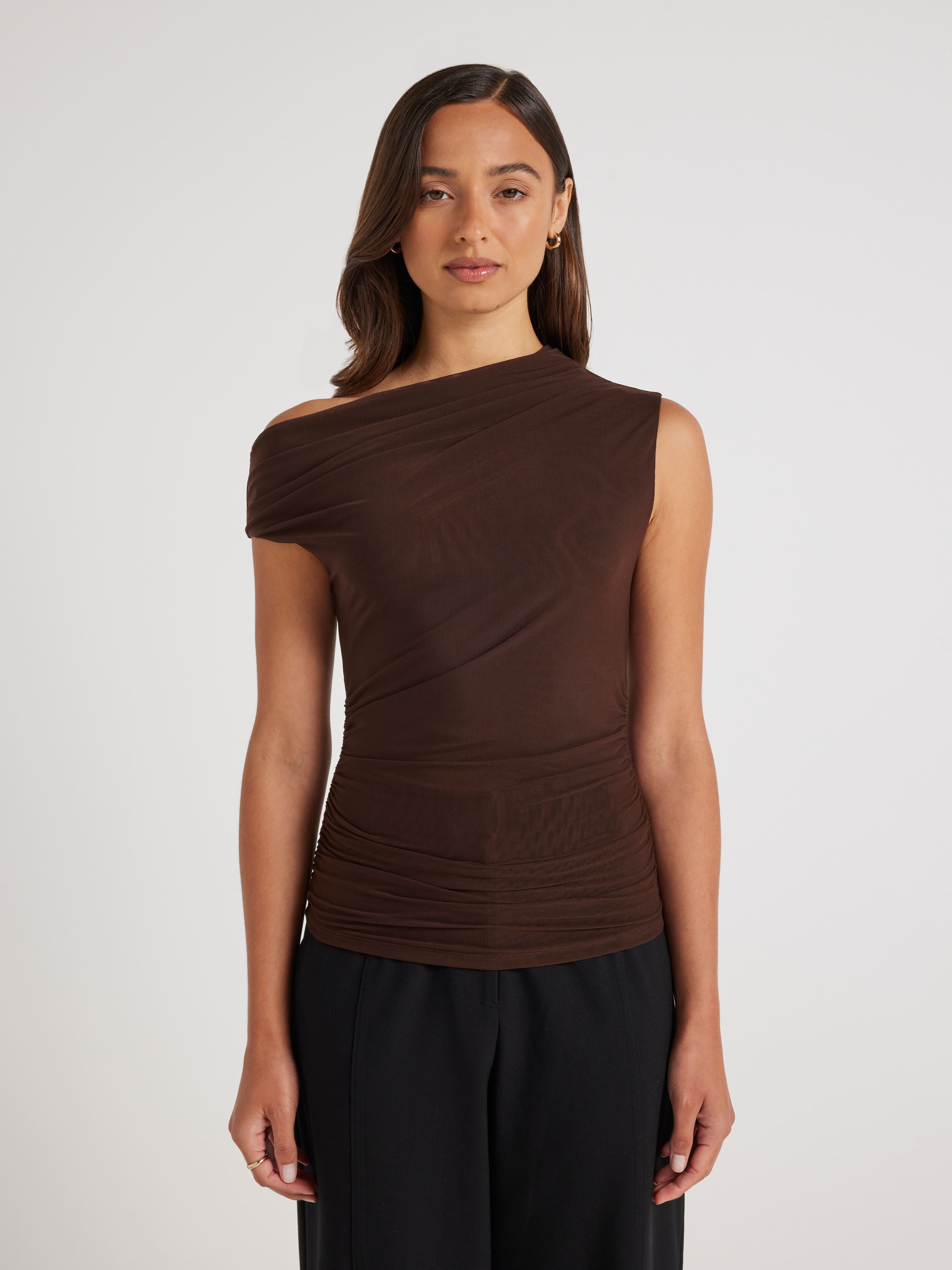 Maddie Mesh Tip Shoulder Top