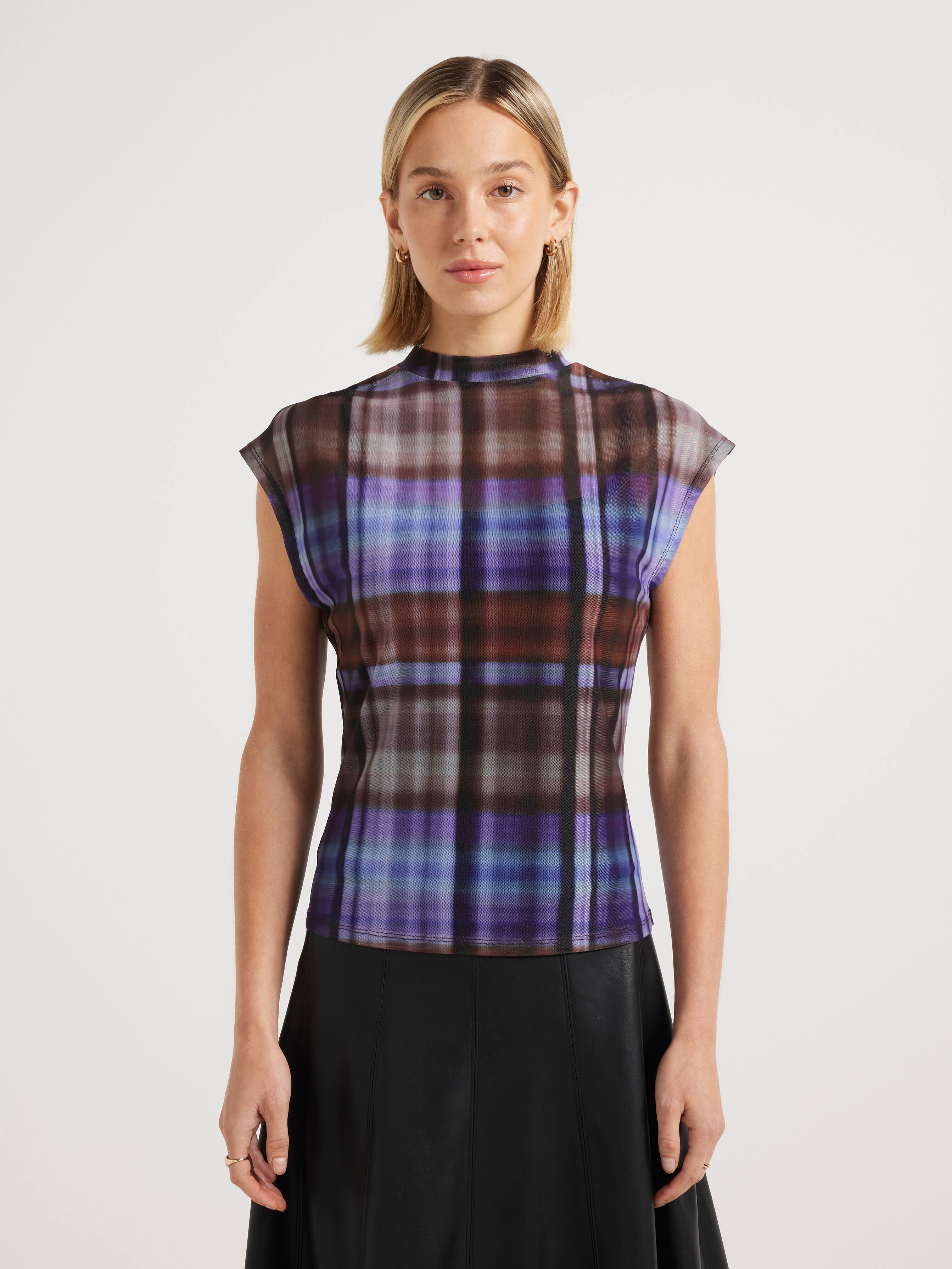 Tallulah Mesh High Neck Short Sleeve Top