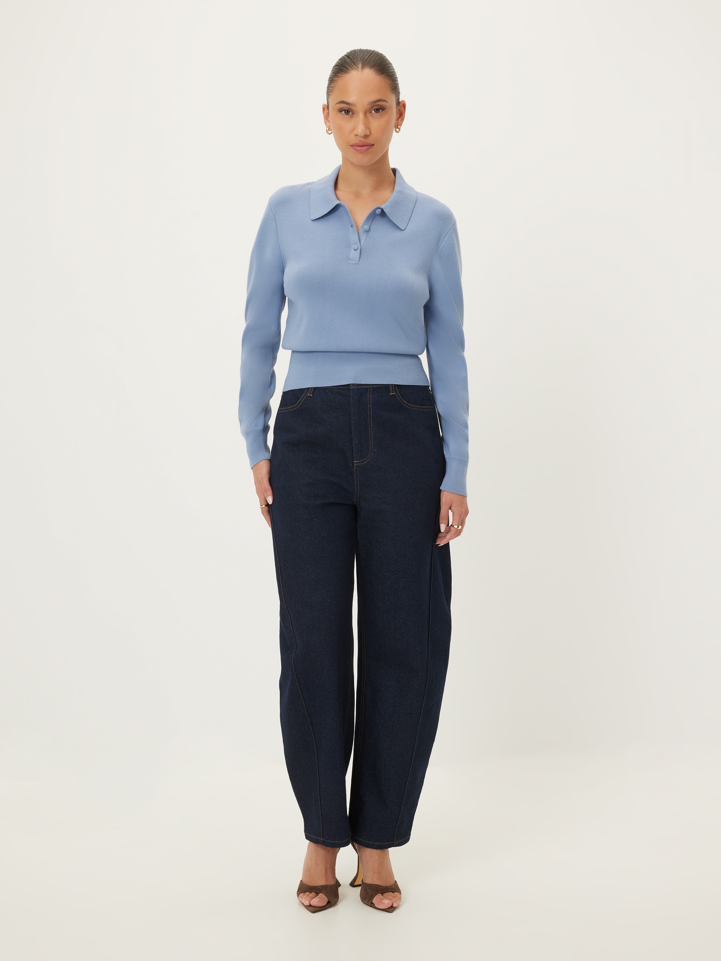 Jade Collared Button Long Sleeve Knit