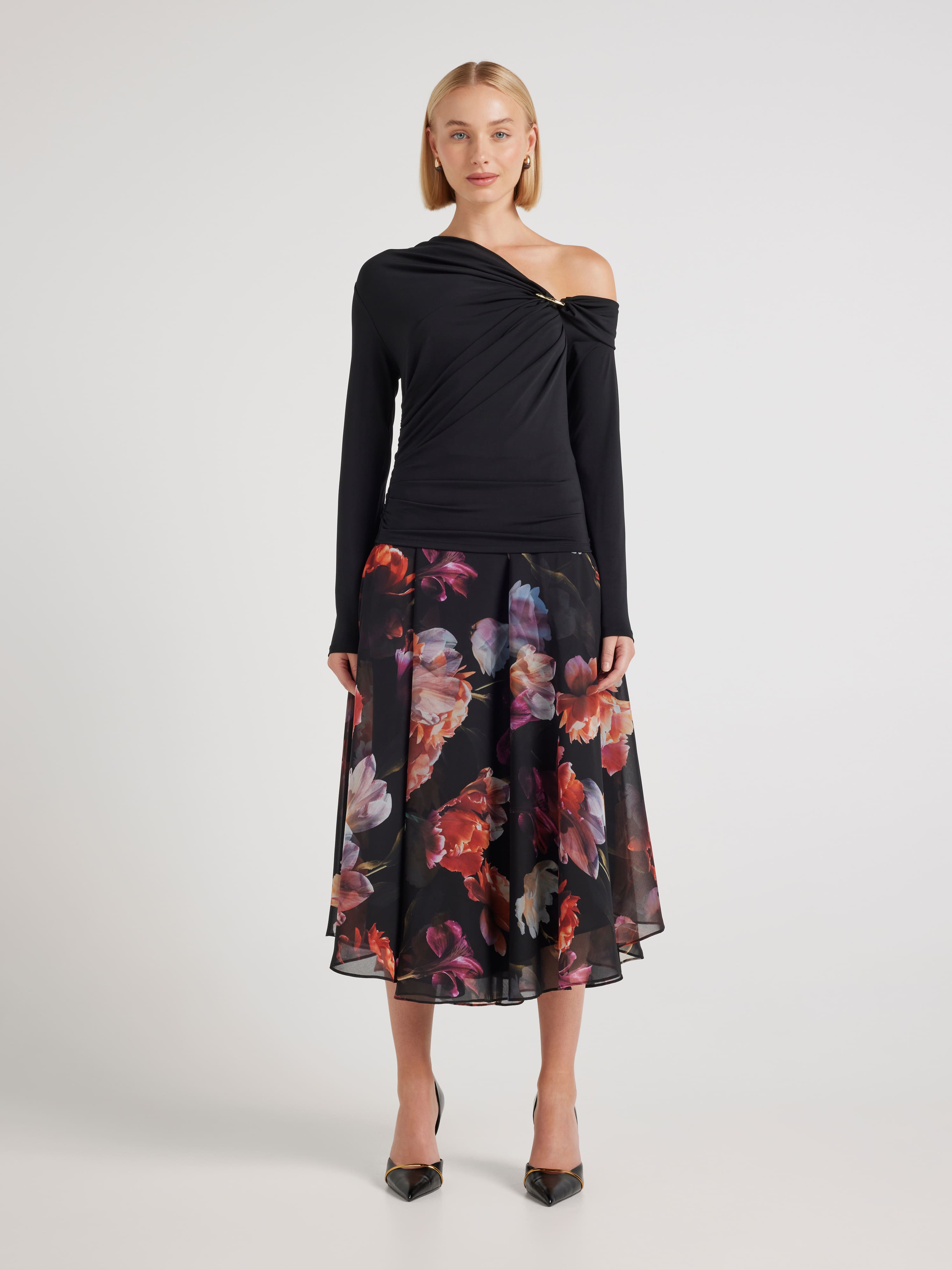 Codi Tipped Shoulder Knit Top