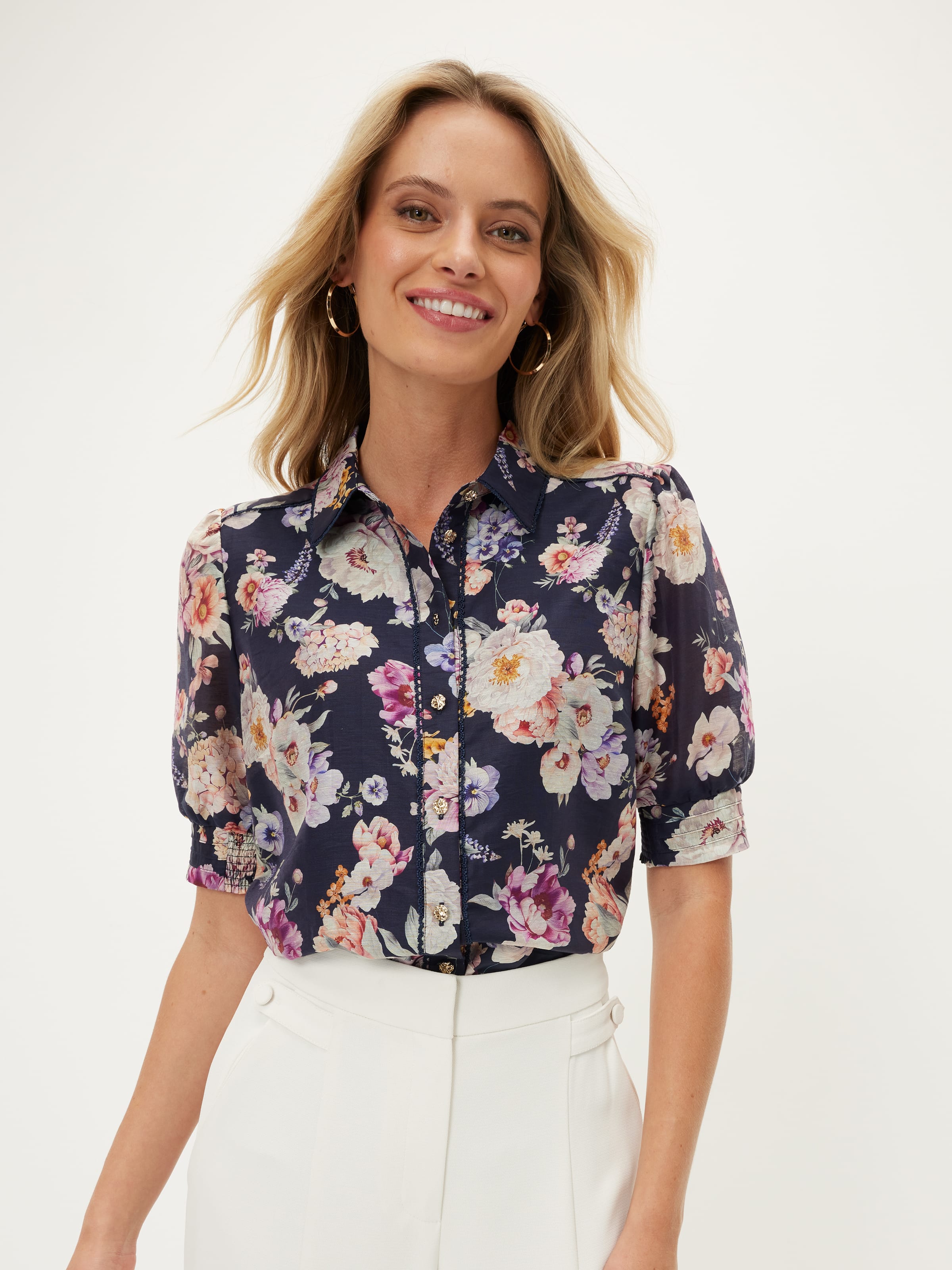 Amur offers Bianca Off-Shoulder Blouse Top Women's Size 6 Floral Ruffle Short Sleeve