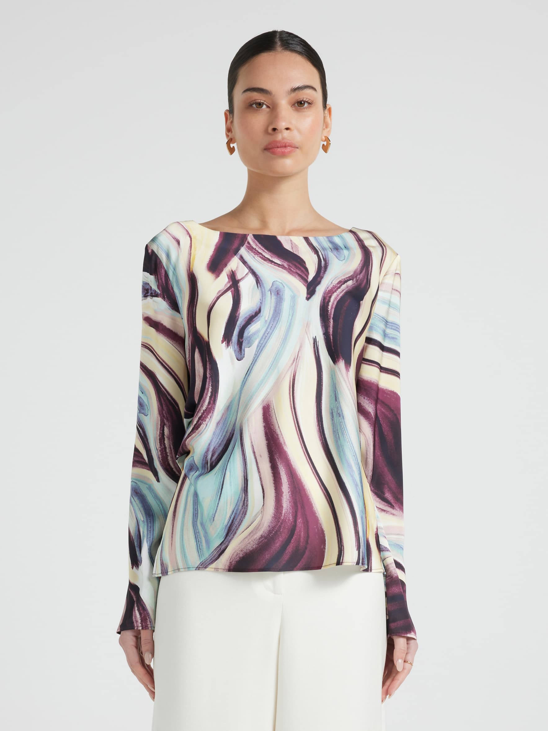Loren Satin Bias Top