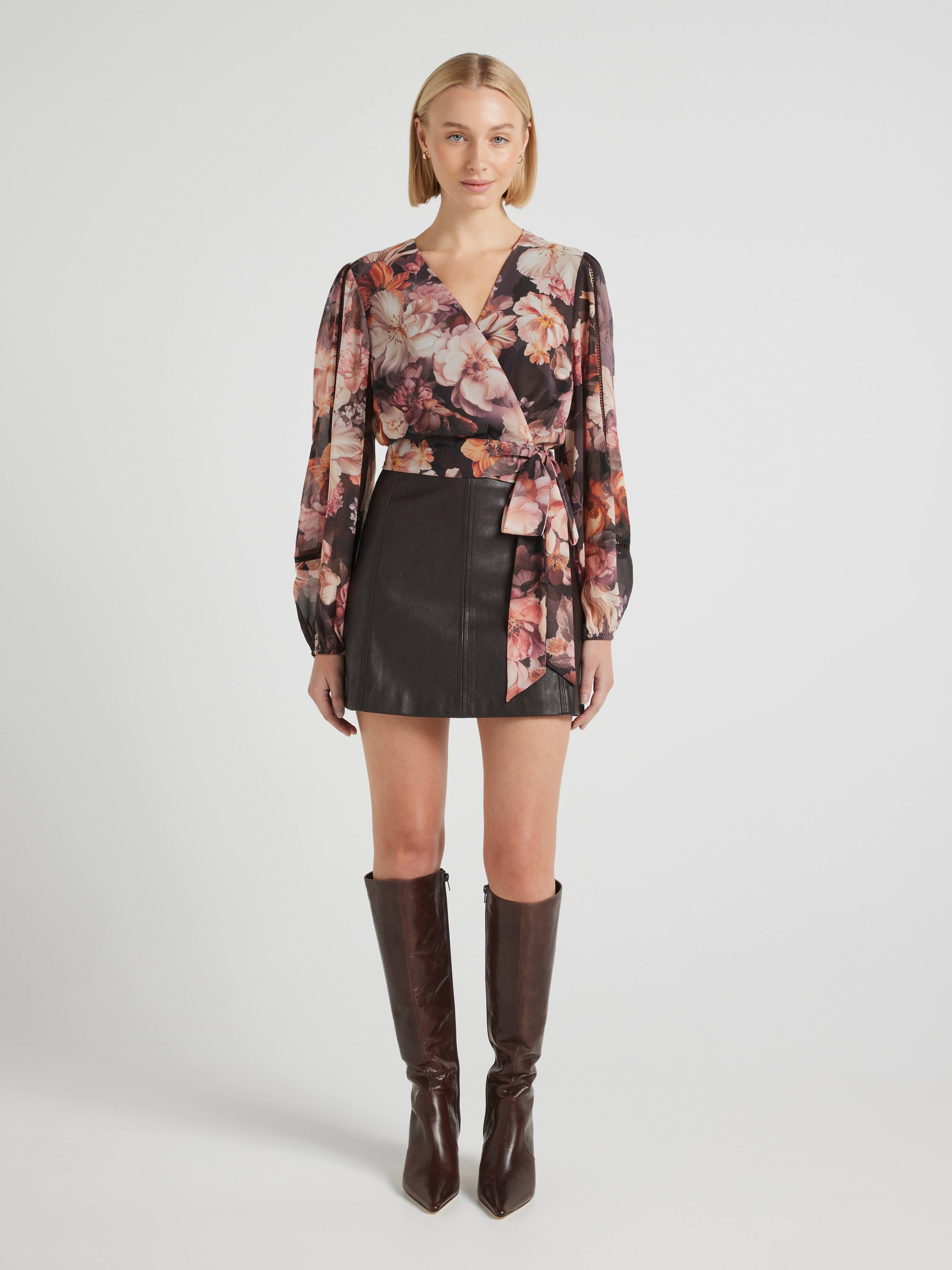 Lenni Lace Insert Wrap Blouse