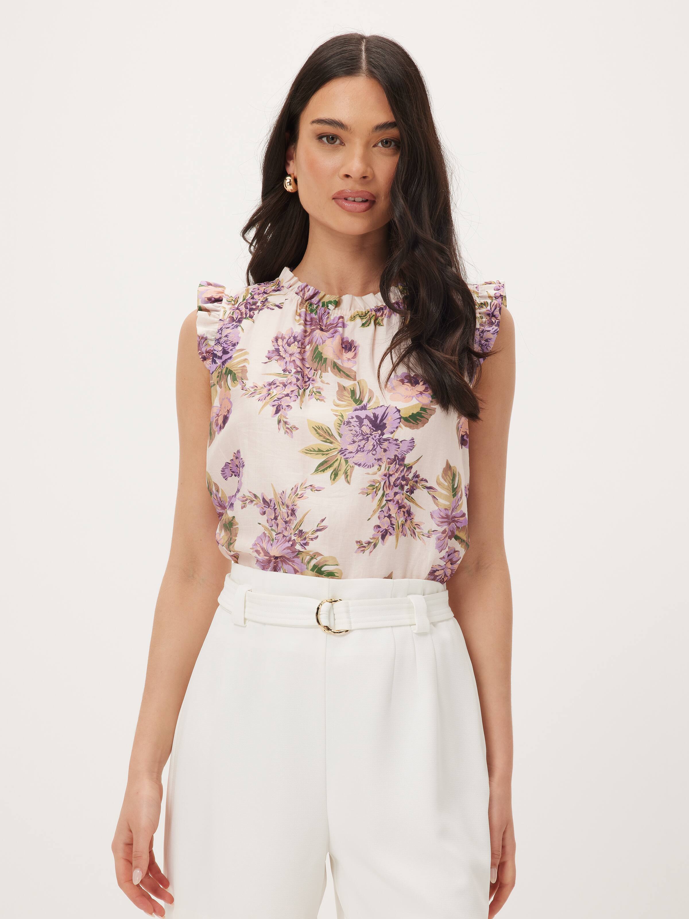 Tessa Poppy Gathered Neck Top