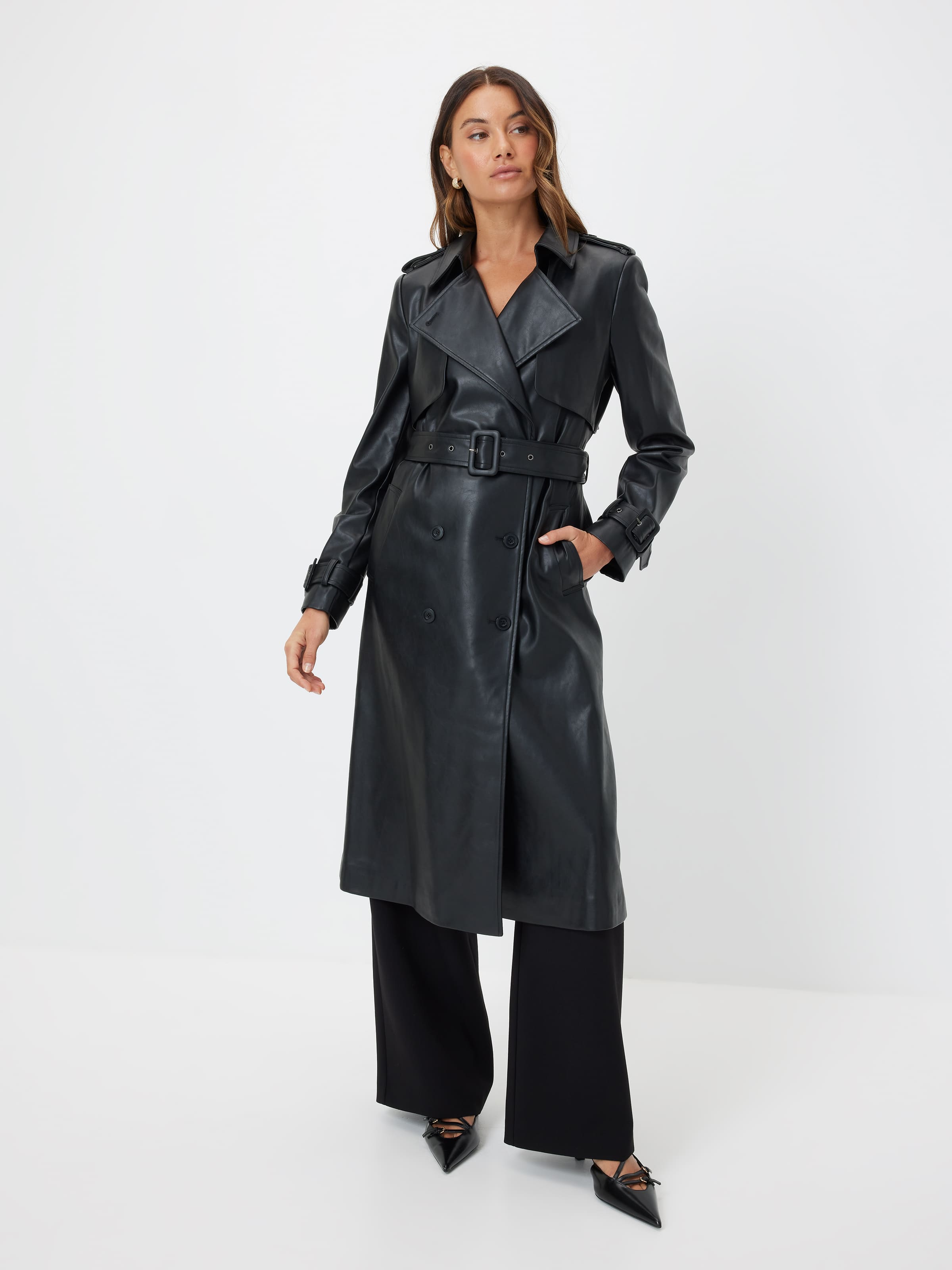 Fifth Avenue Faux Leather Trench