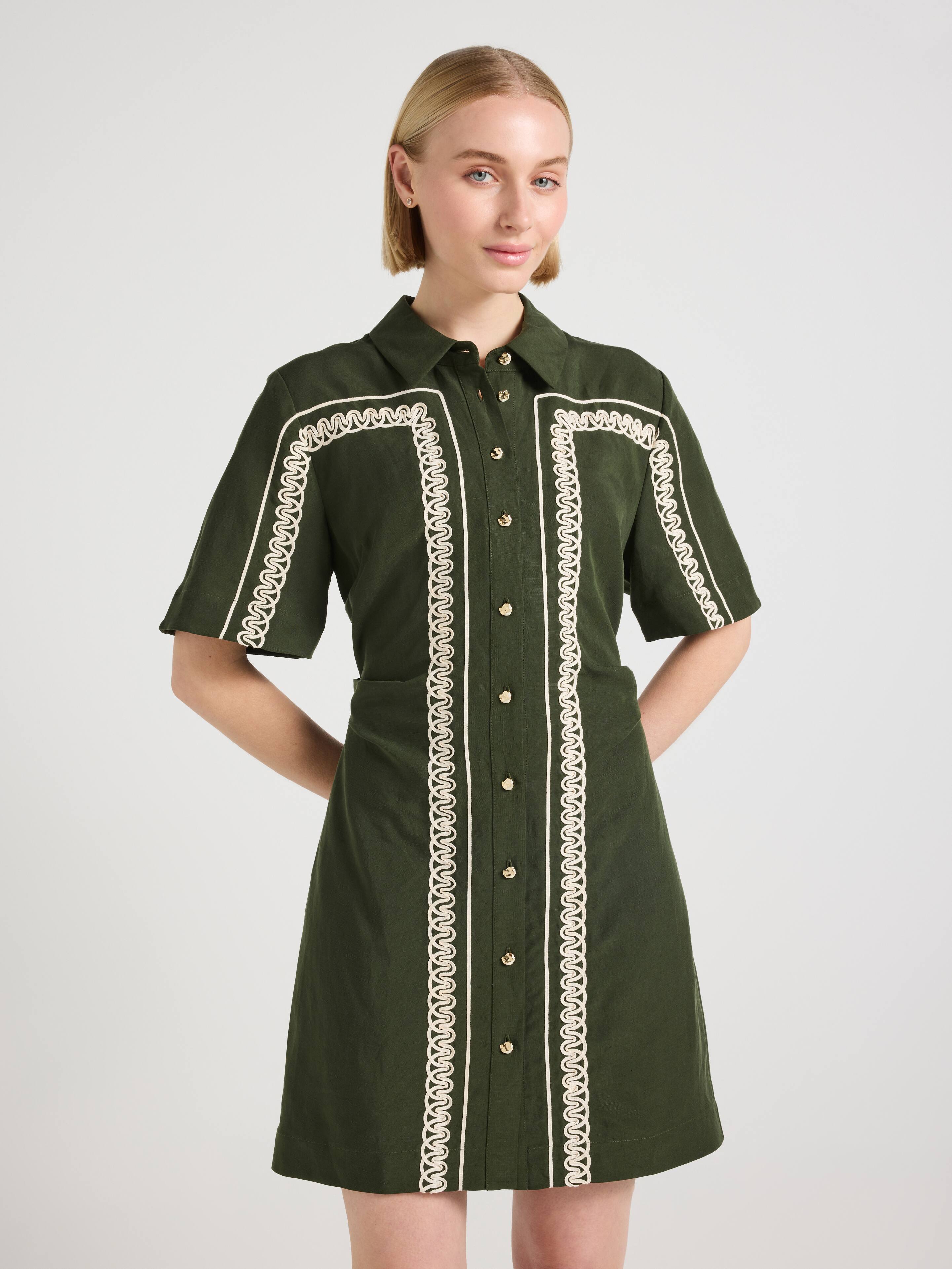Kiara Embroidered Shirt Dress