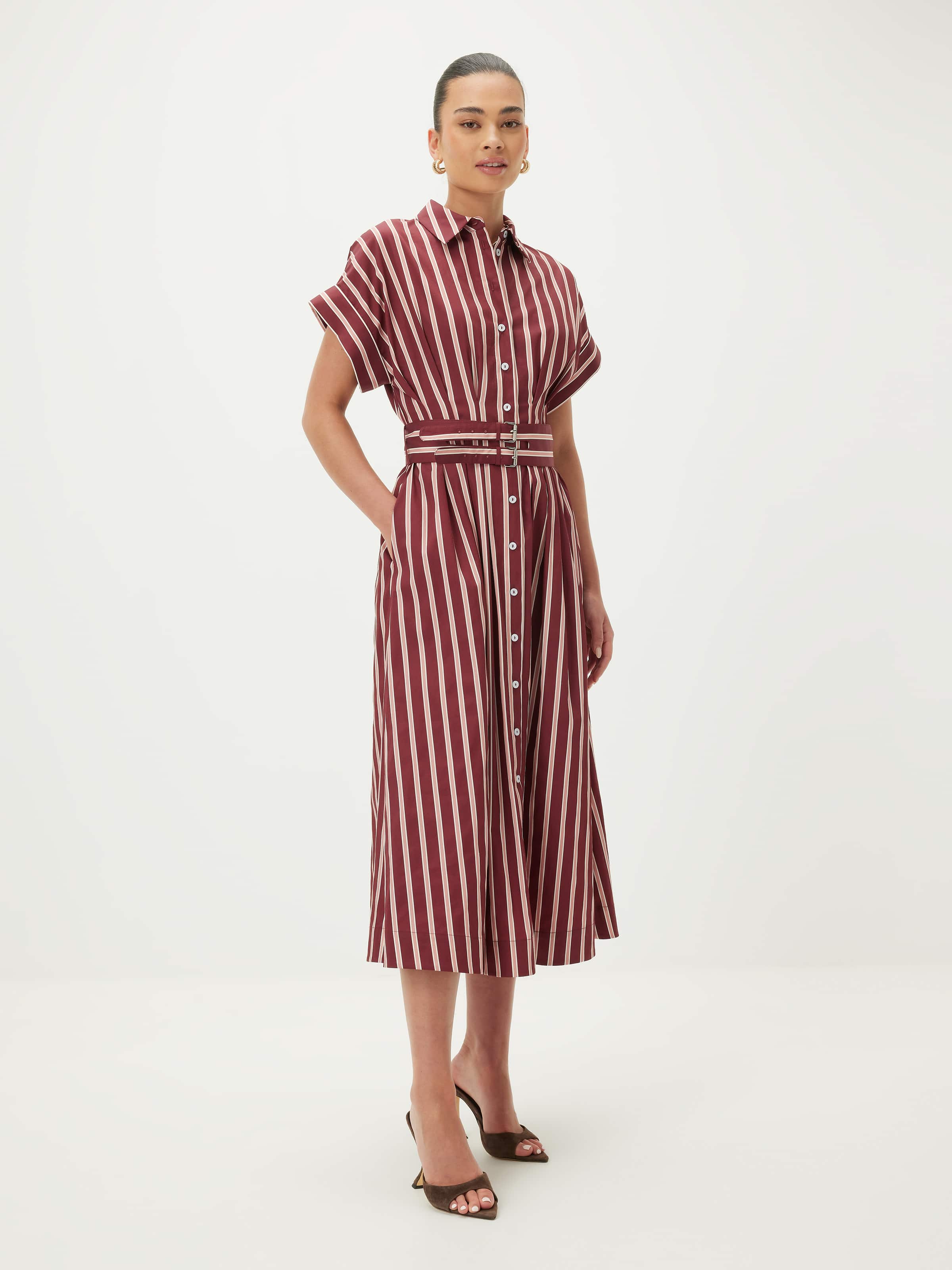 Wendy Stripe Midi Shirt Dress