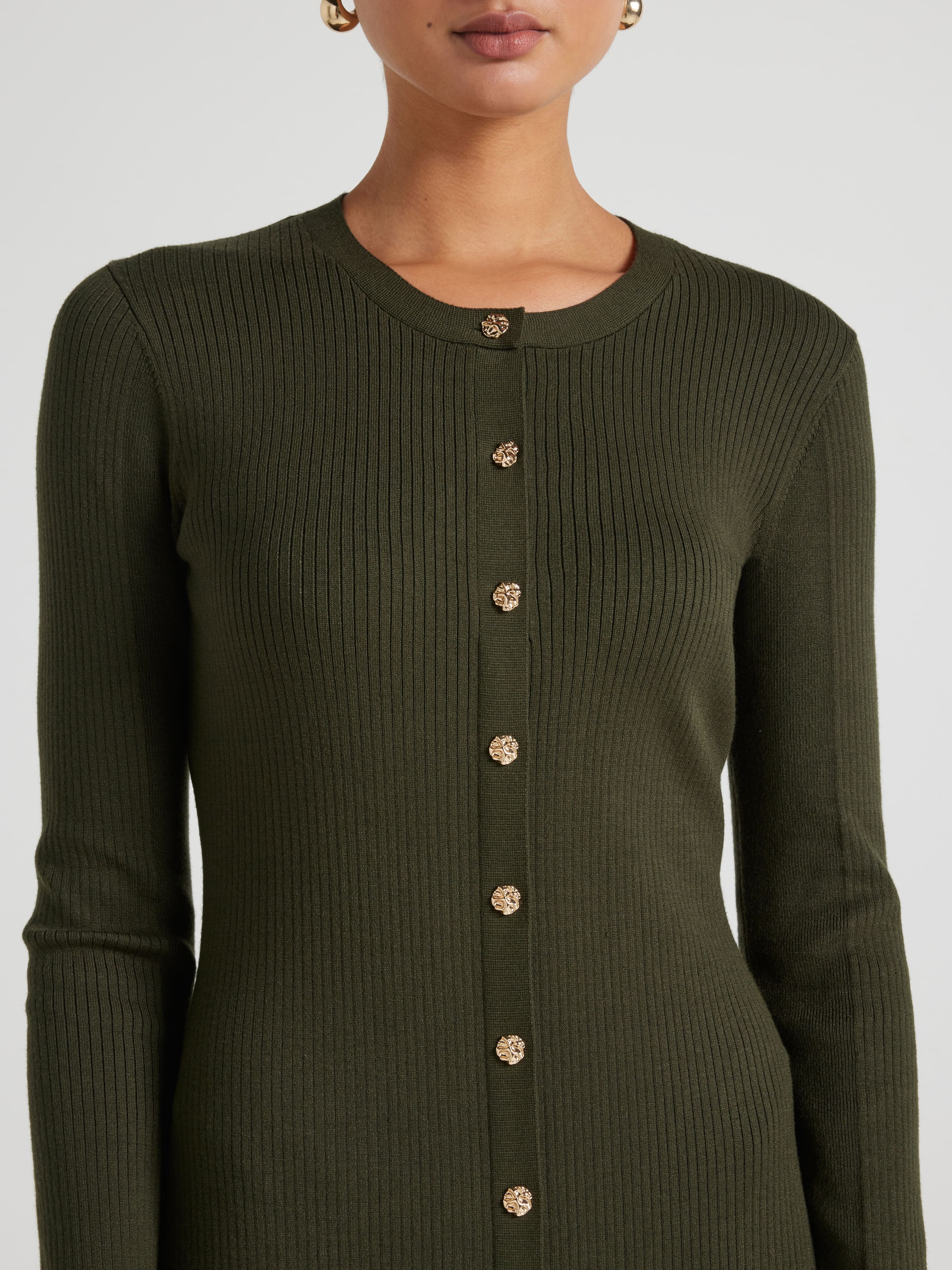Lanie Rib Button Through Midi Dress