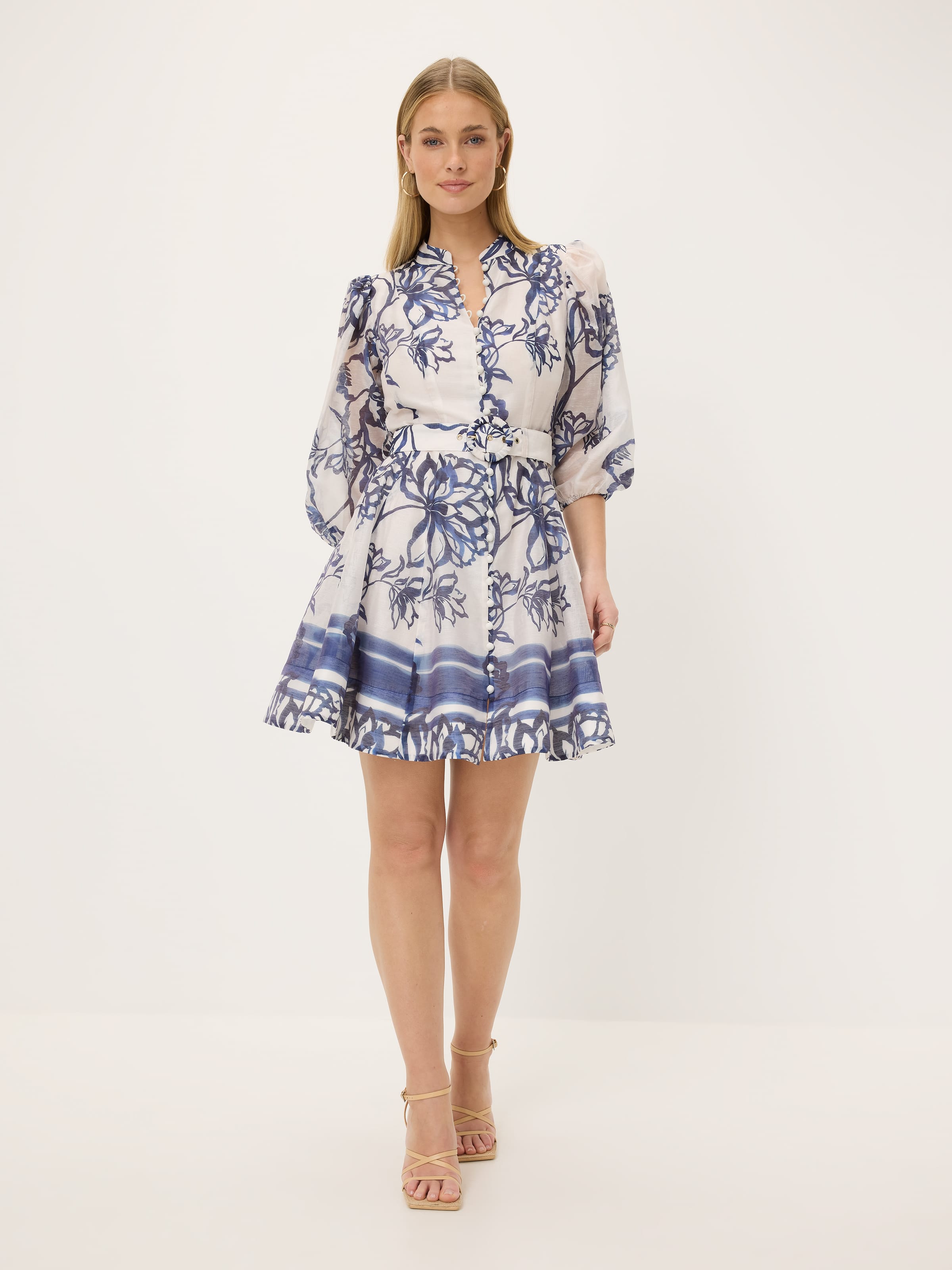 Melanie Placement Print Short Dress