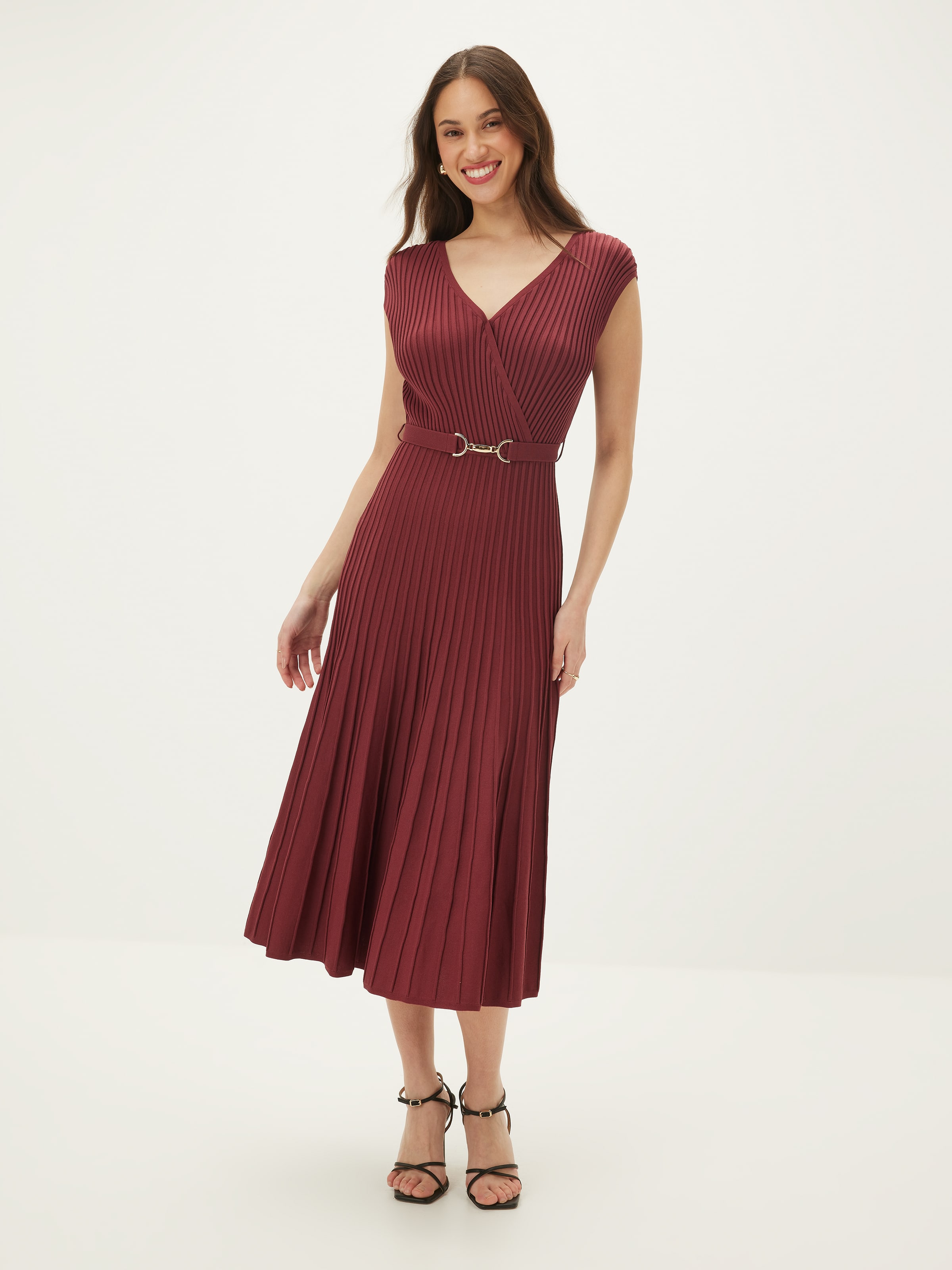 Hazel Wrap Pleat Midi Dress