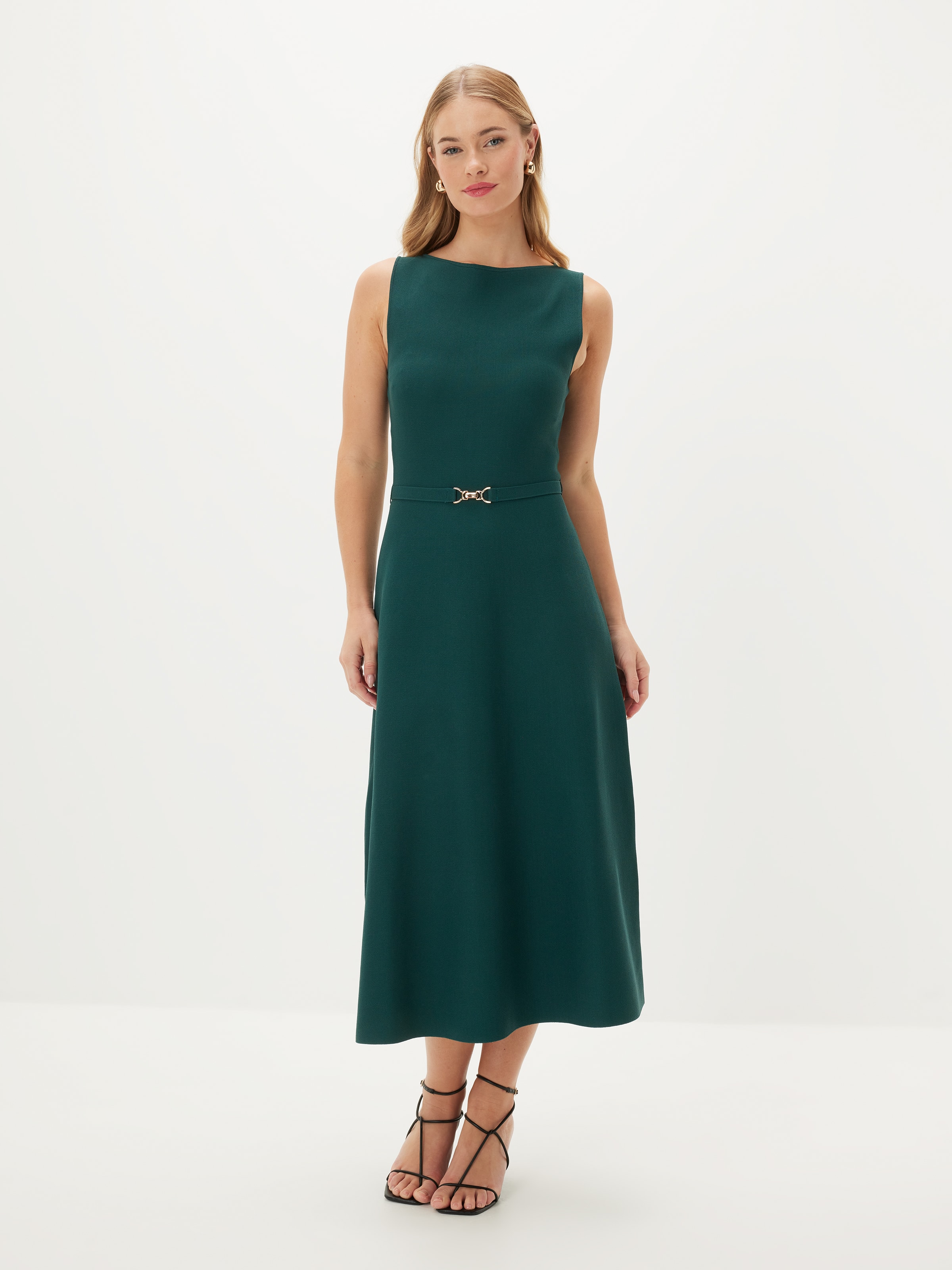 Ashley Belted Midi Knit Dress