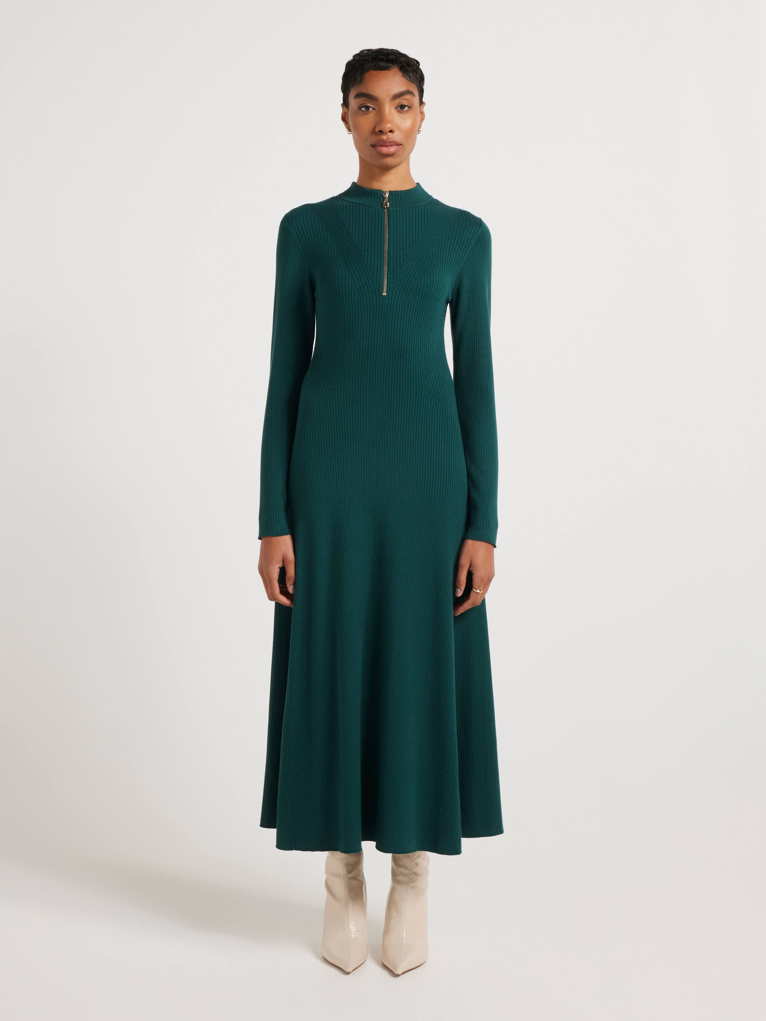 Kat Zip Knit Midi Dress