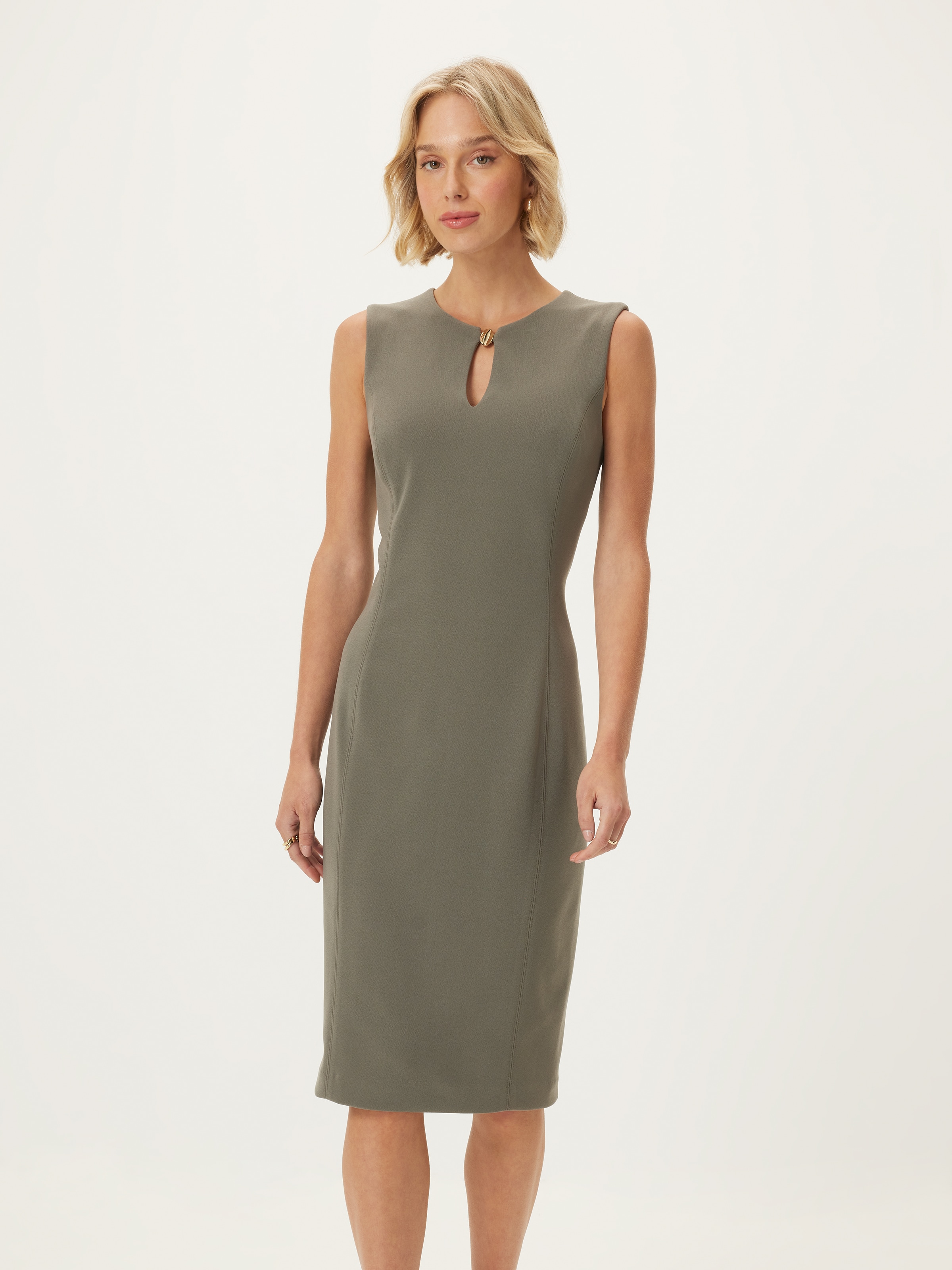 Rosie Button Neck Pencil Dress
