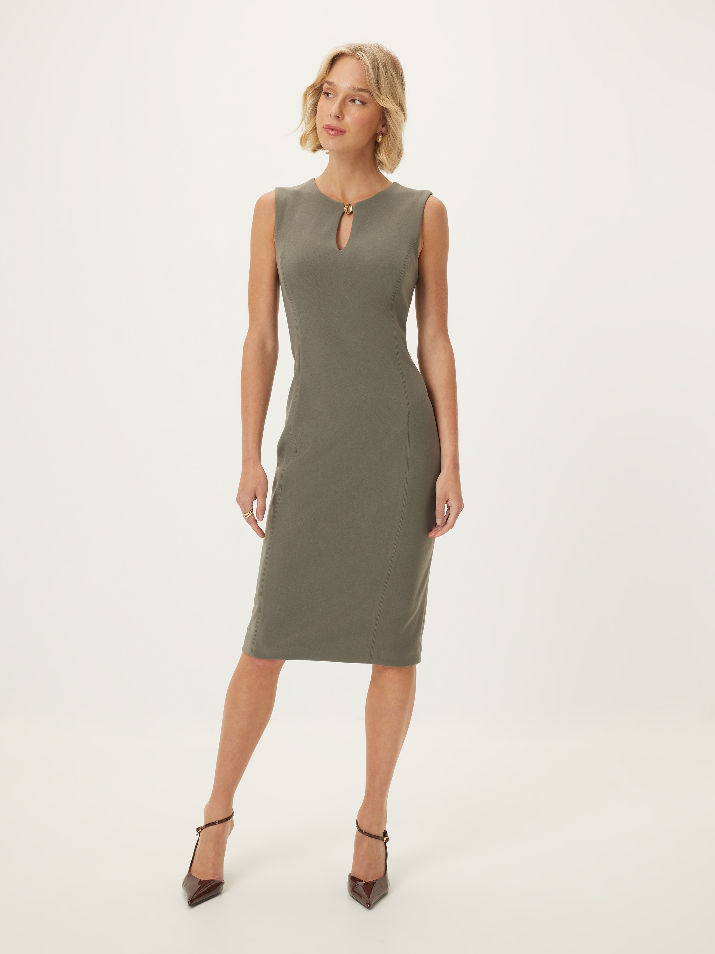 Rosie Button Neck Pencil Dress