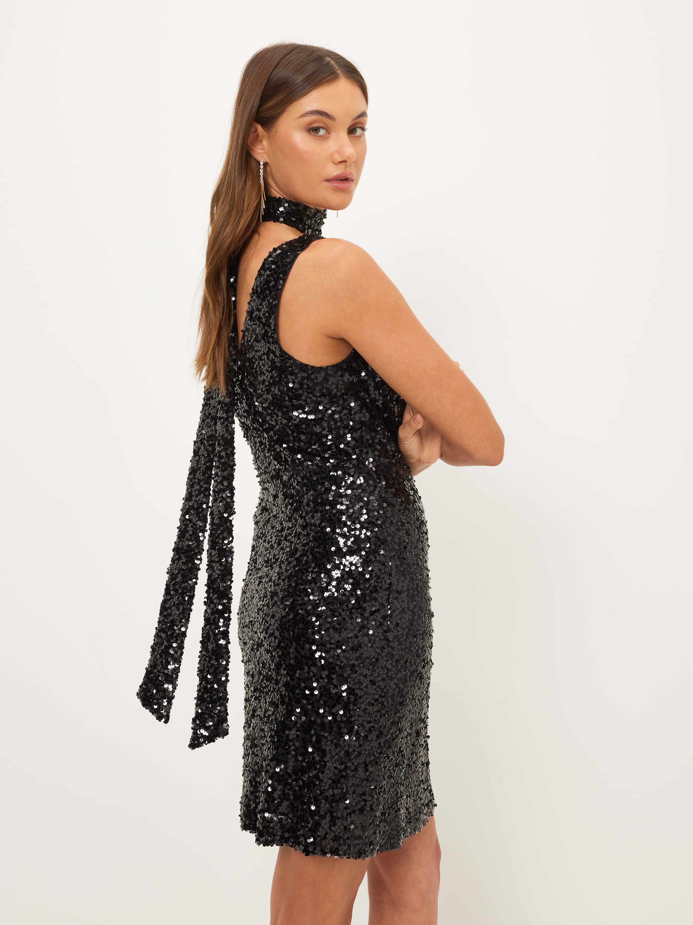 Black sequin hotsell slip dress