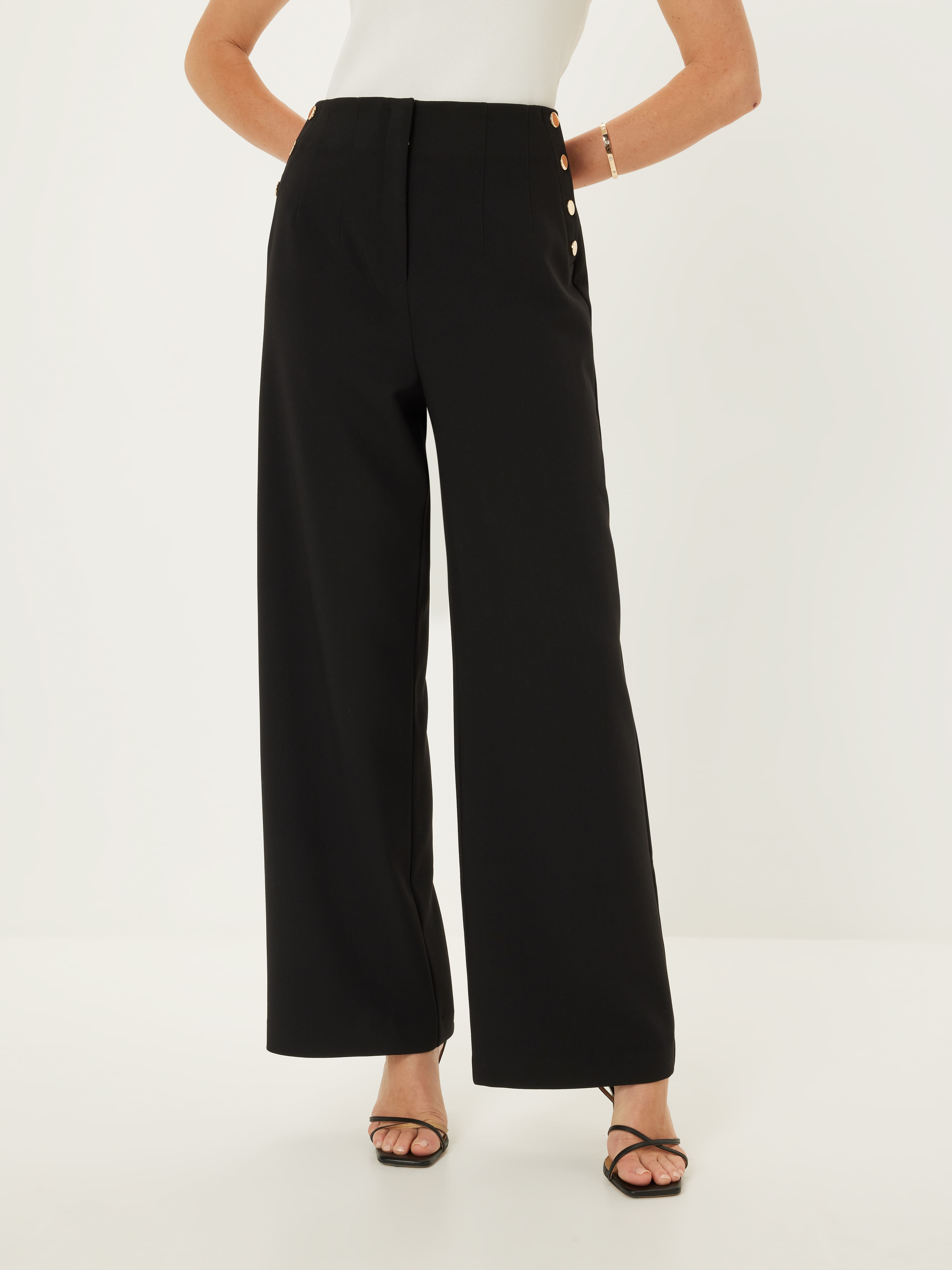 Uptown Button Wide Leg Pant                                                                                                     