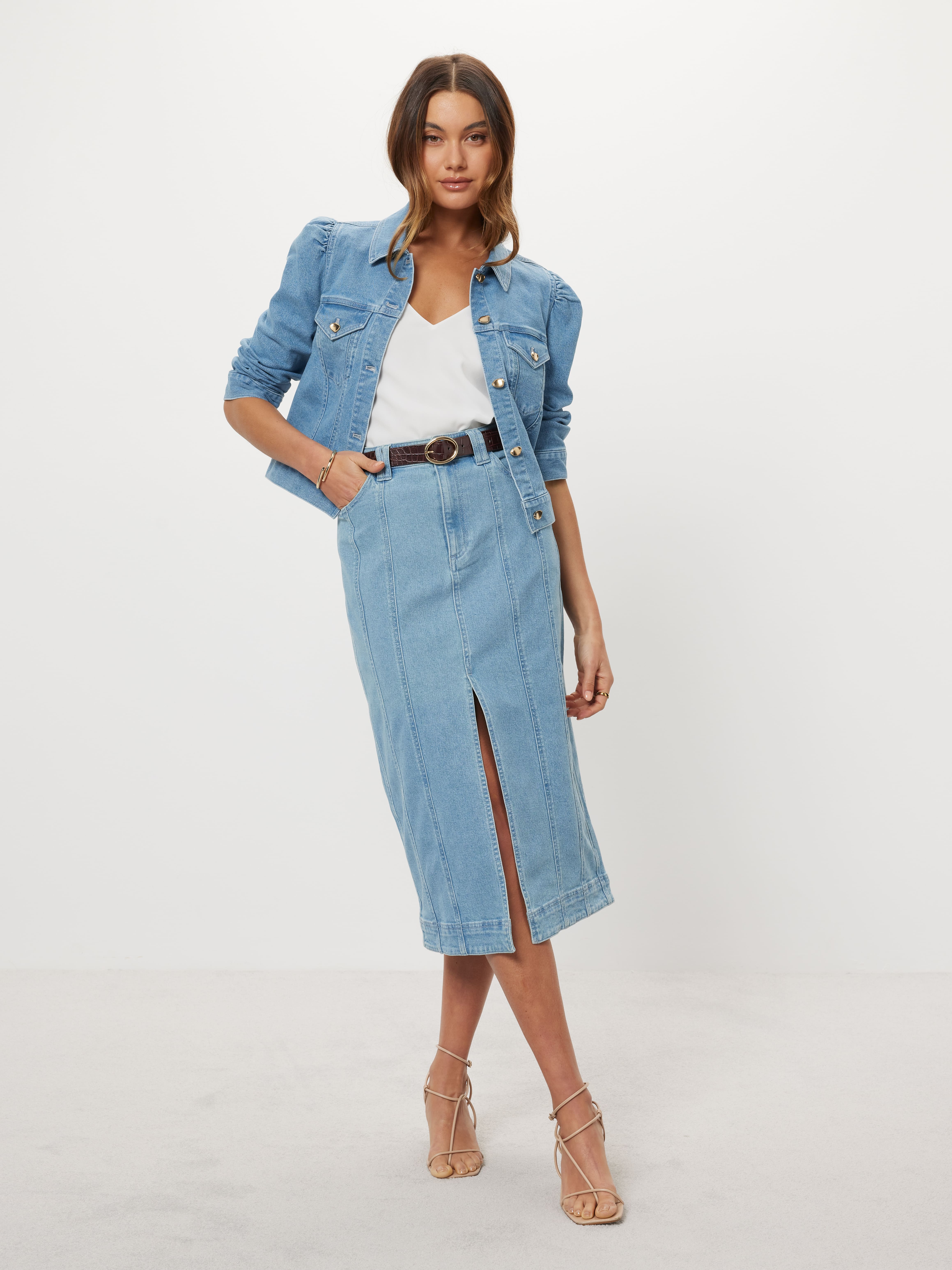 Cloud Nine Denim Pencil Skirt                                                                                                   