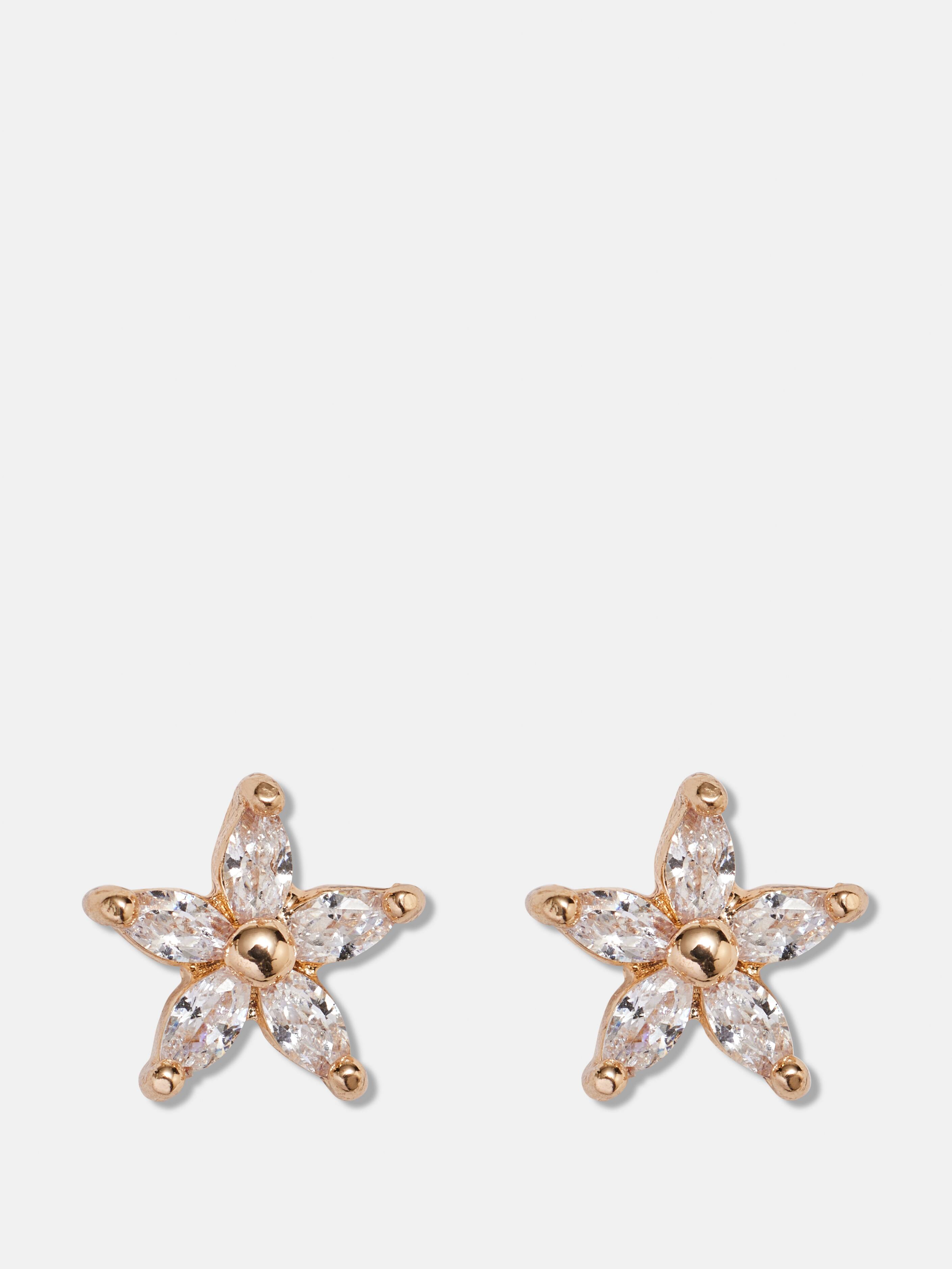 Crystal Flower Studs                                                                                                            