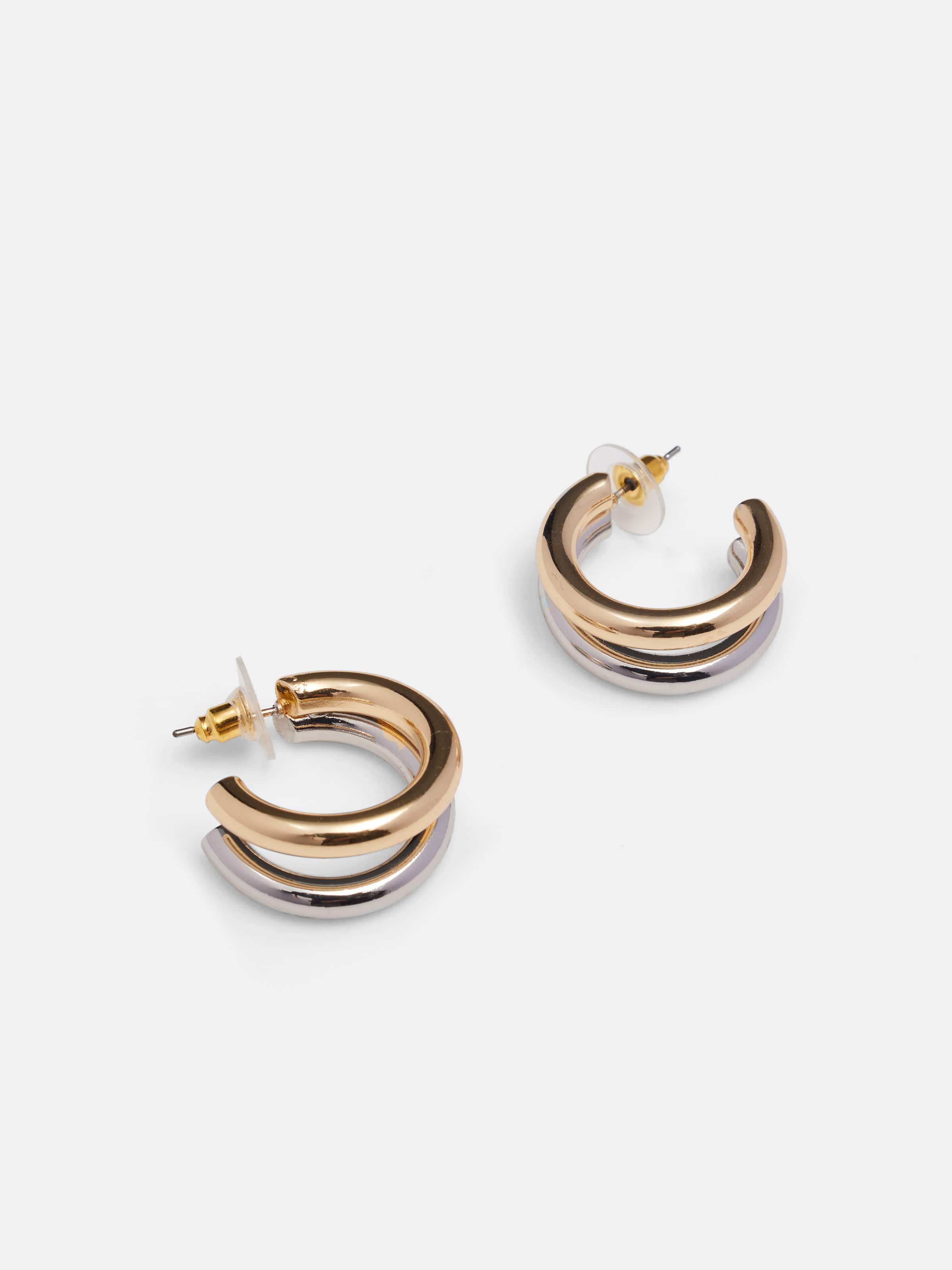 Two Tone Double Hoop Earrings                                                                                                   
