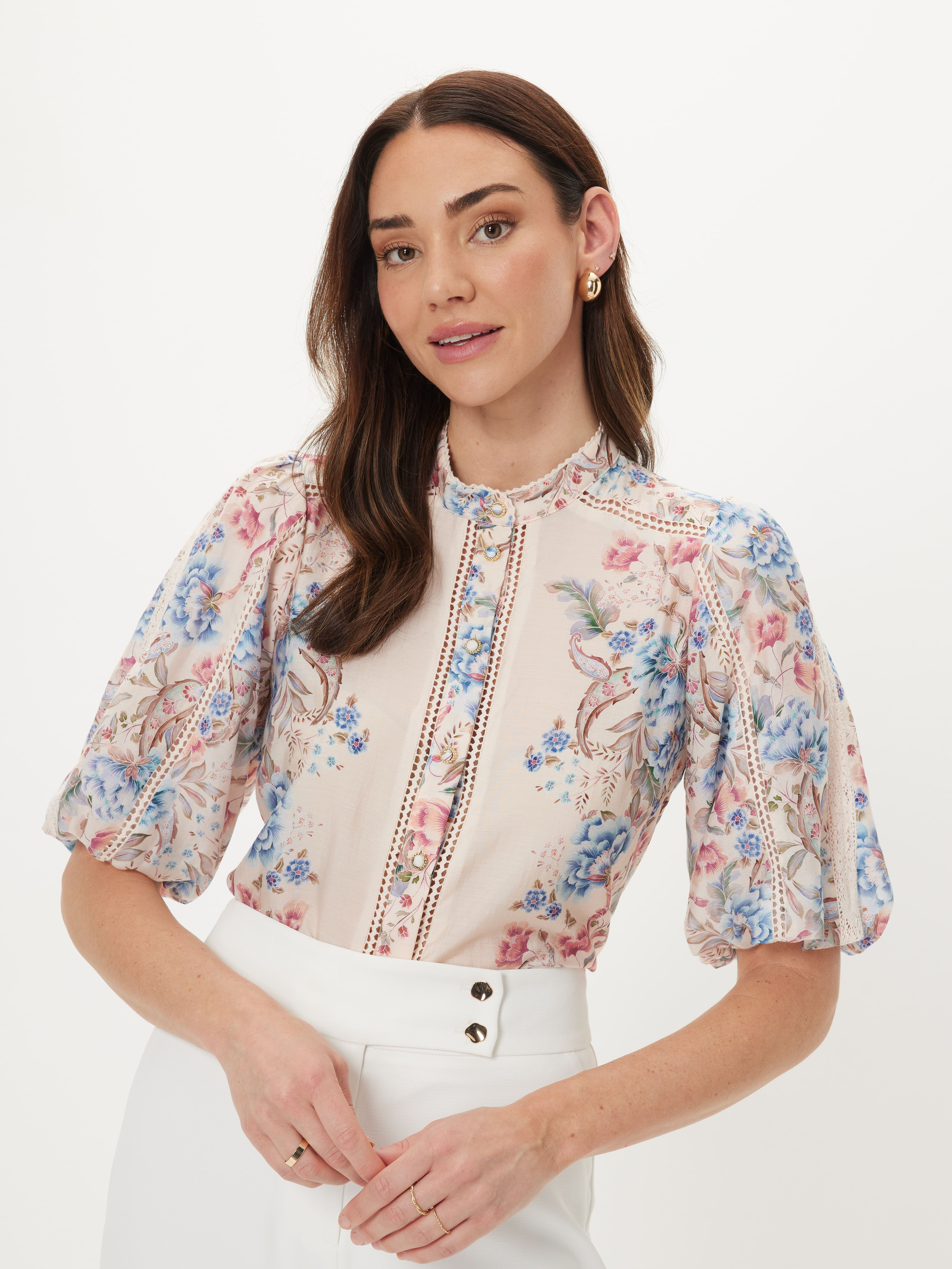 Amalfi Lace Trim Blouse                                                                                                         