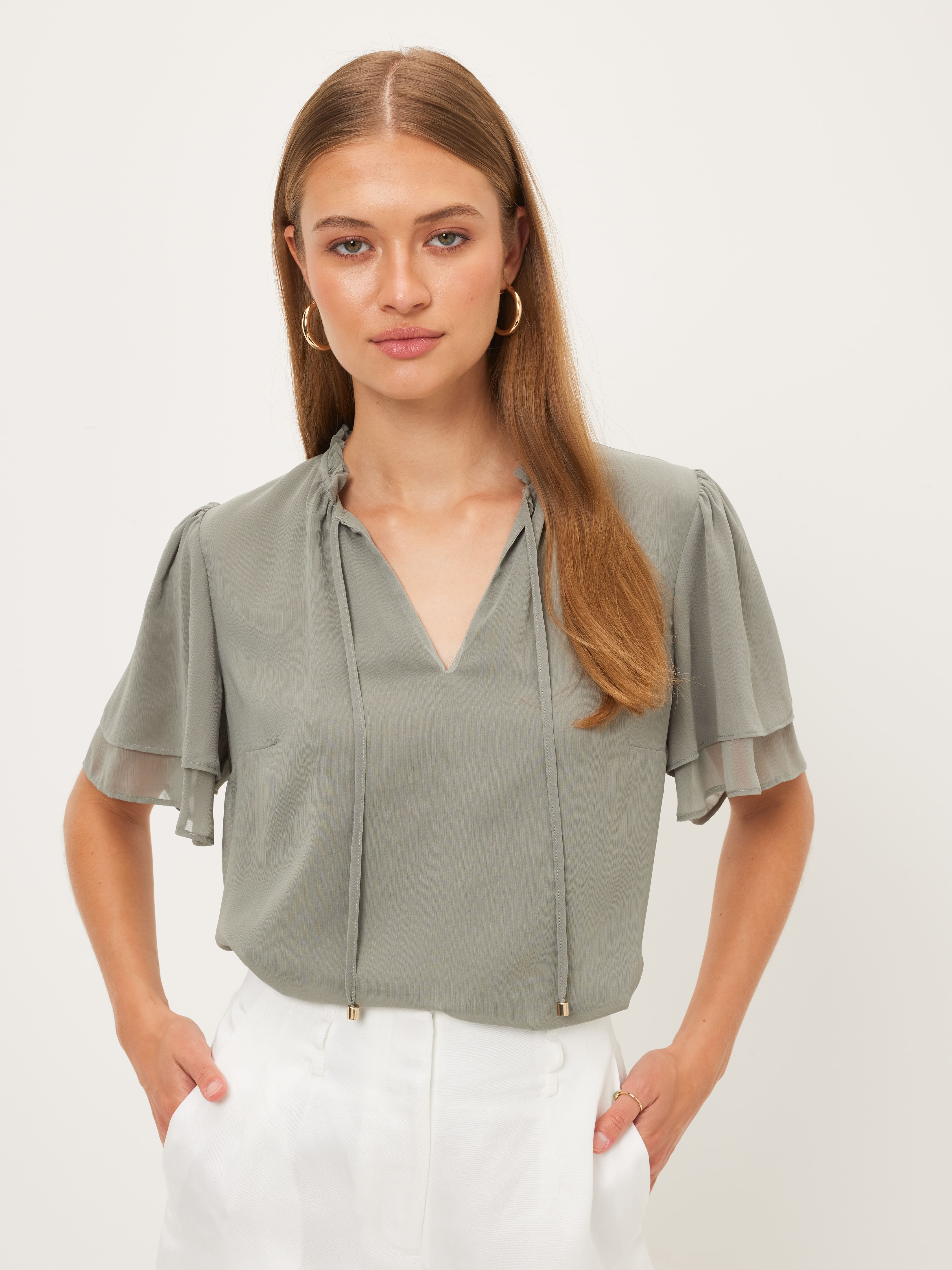 Stella Flutter Sleeve Shell Top                                                                                                 