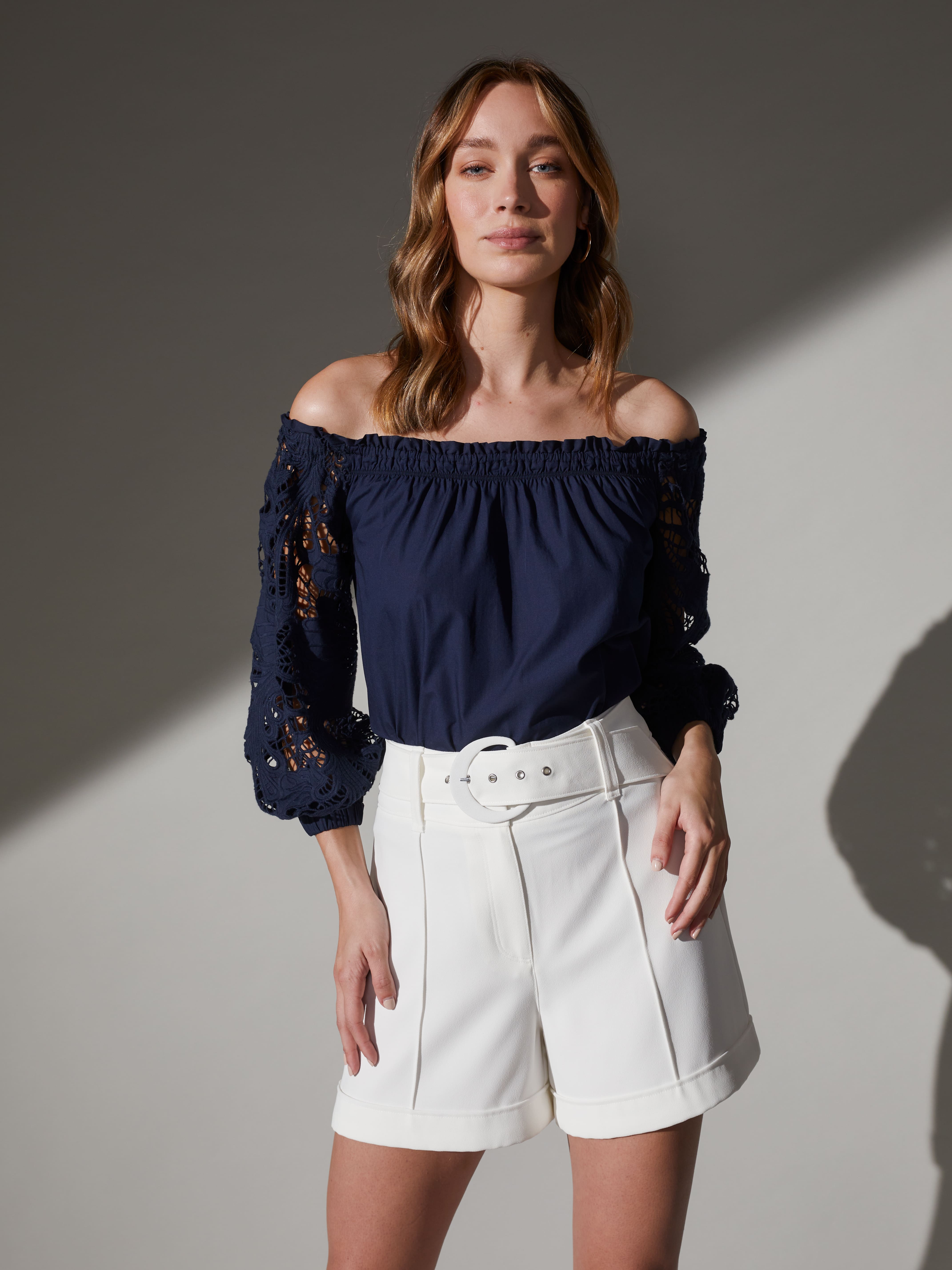 Evie Off Shoulder Broderie Top                                                                                                  