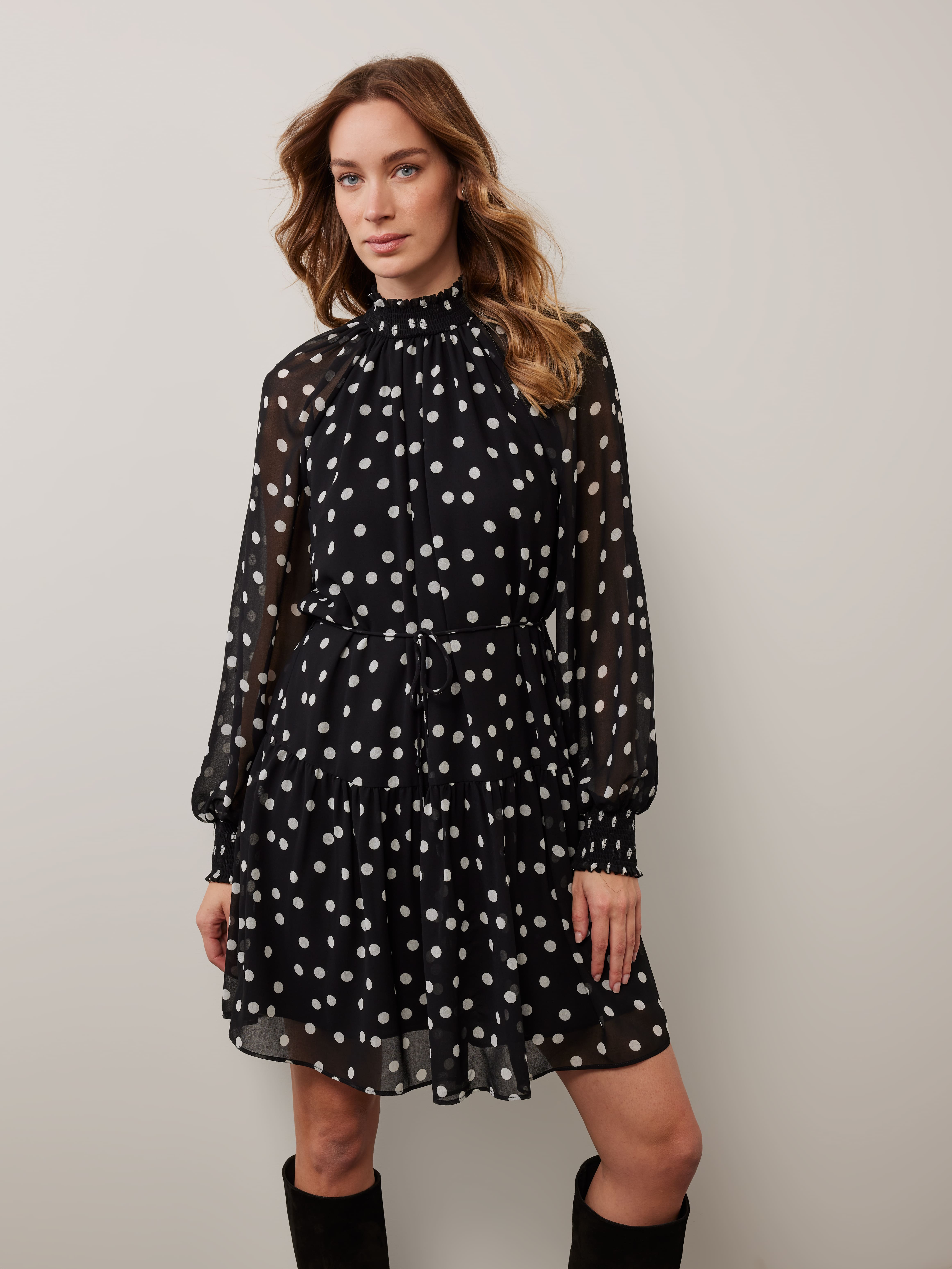 Shirred top neck dress