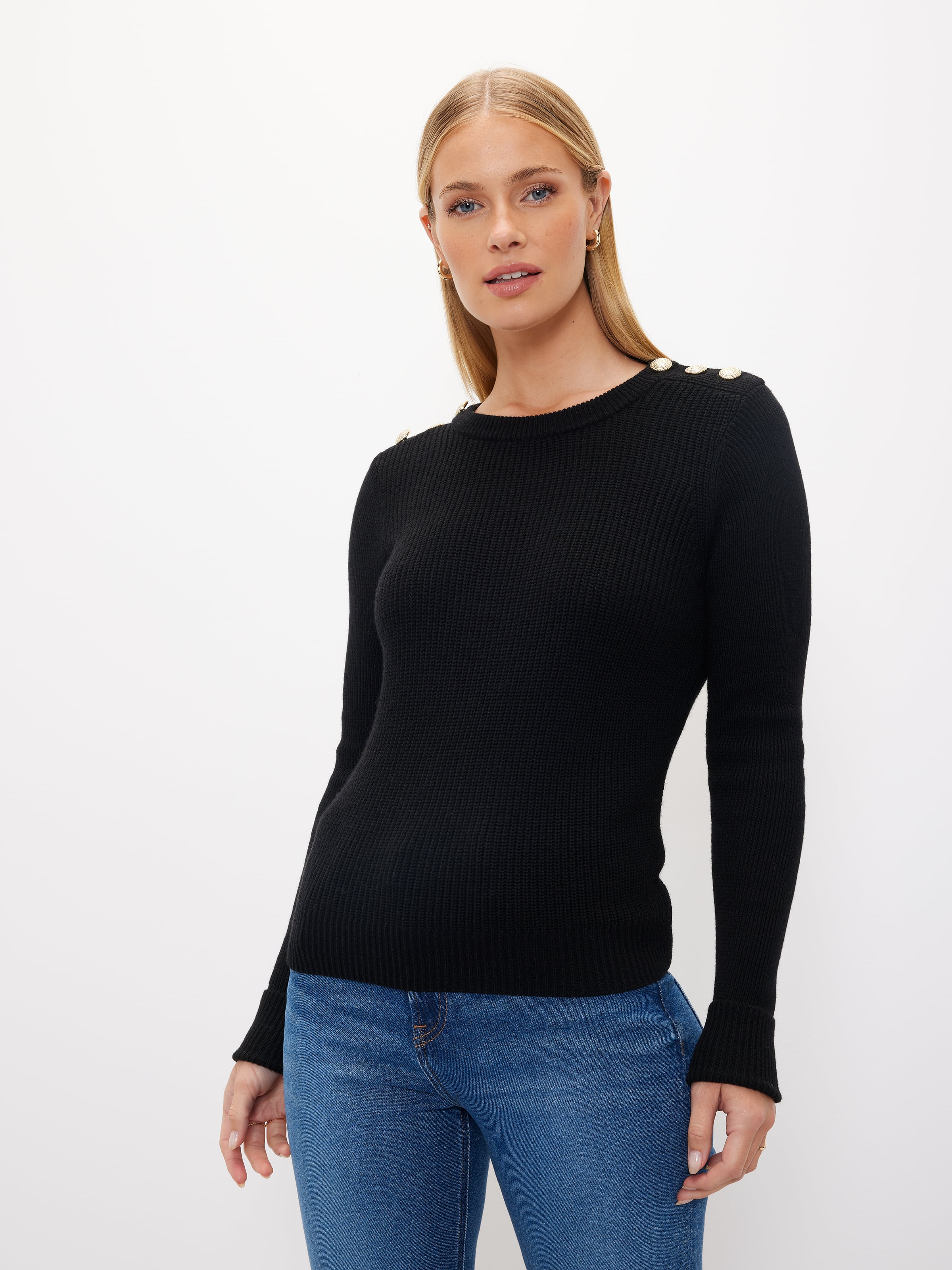 Gigi Button Crew Neck Knit - Portmans Online