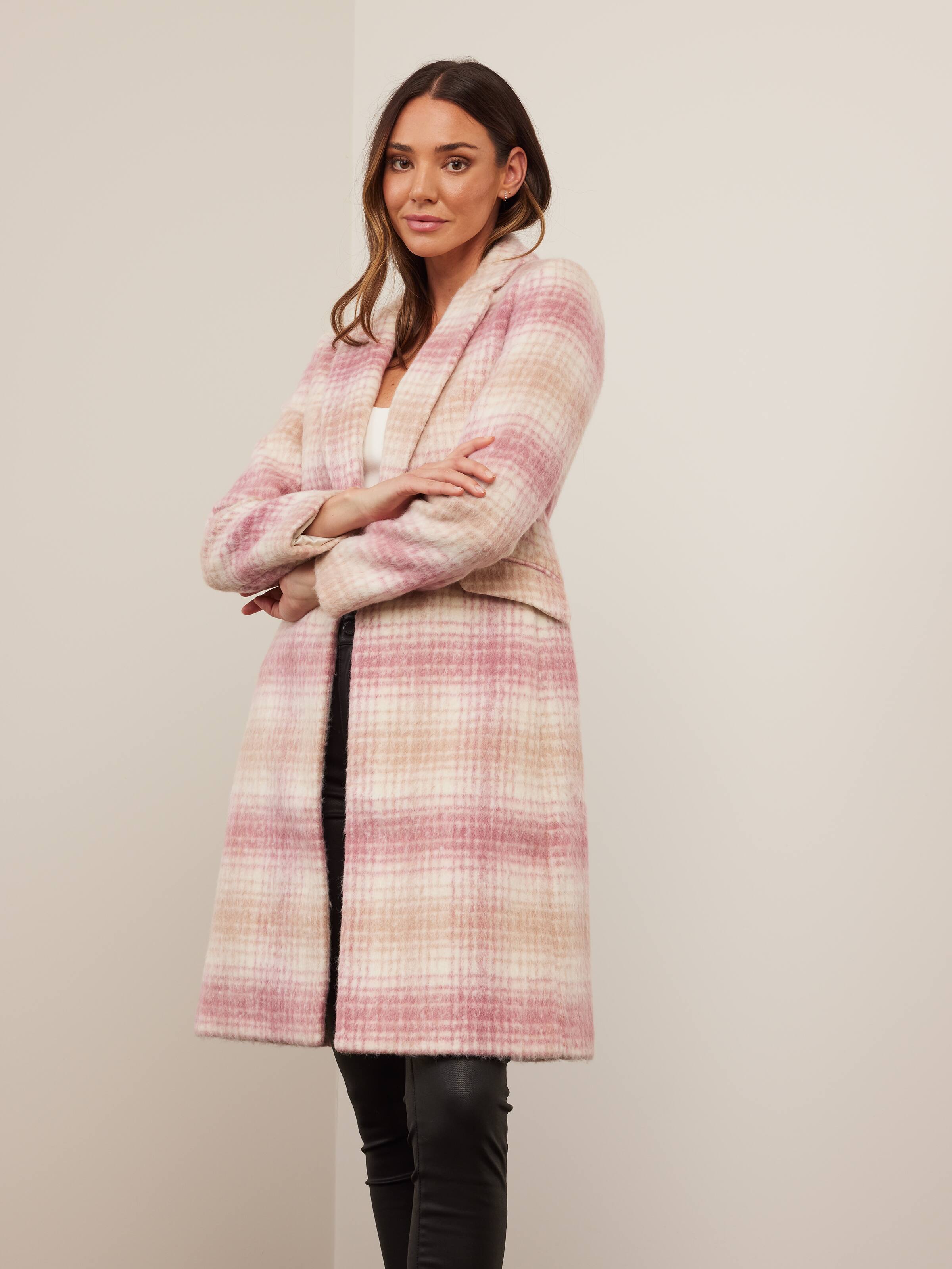 Estelle Brushed Check Coat Multi Portmans Online