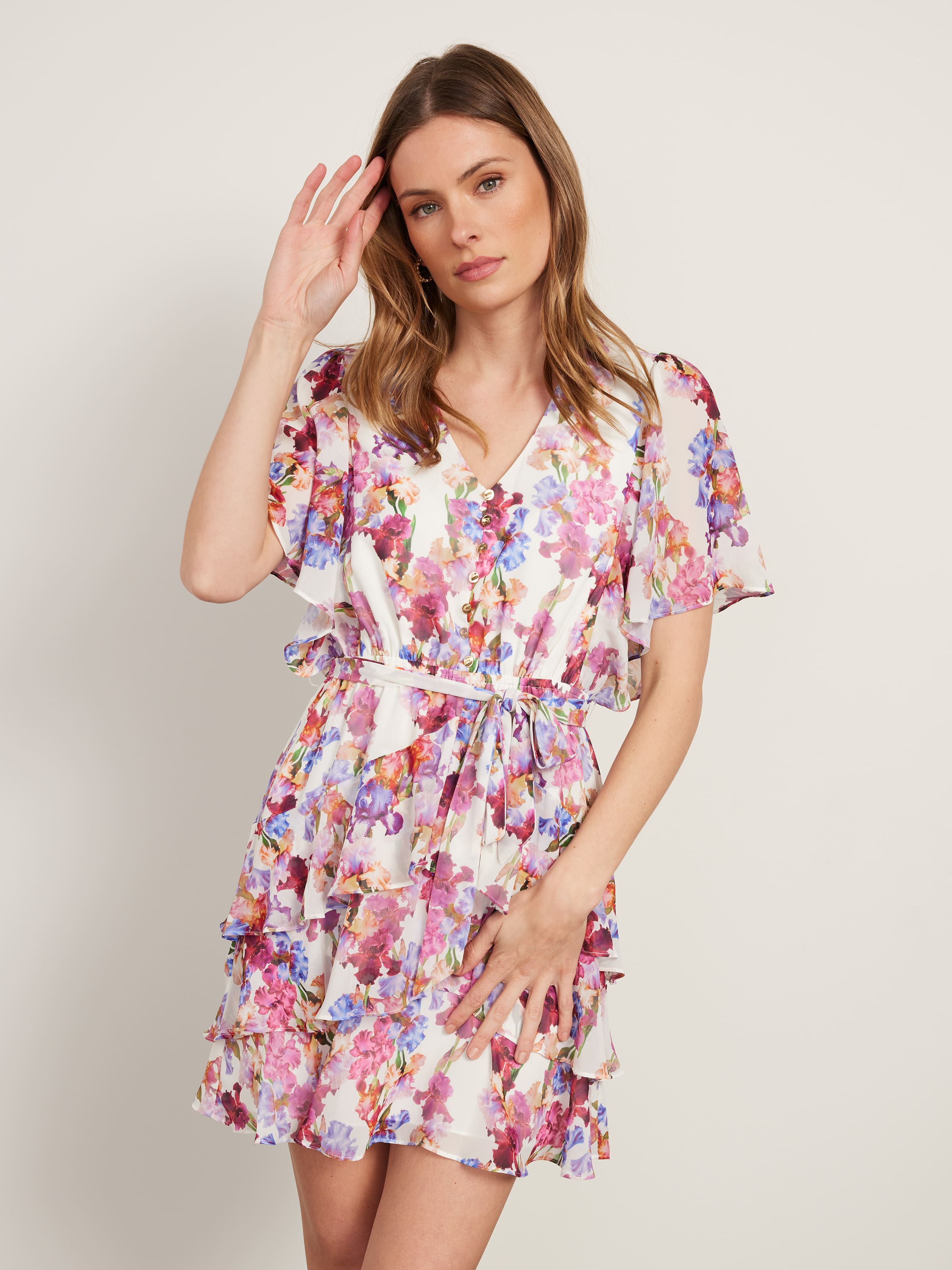 Lucy Flutter Sleeve Ruffle Dress - Portmans Online