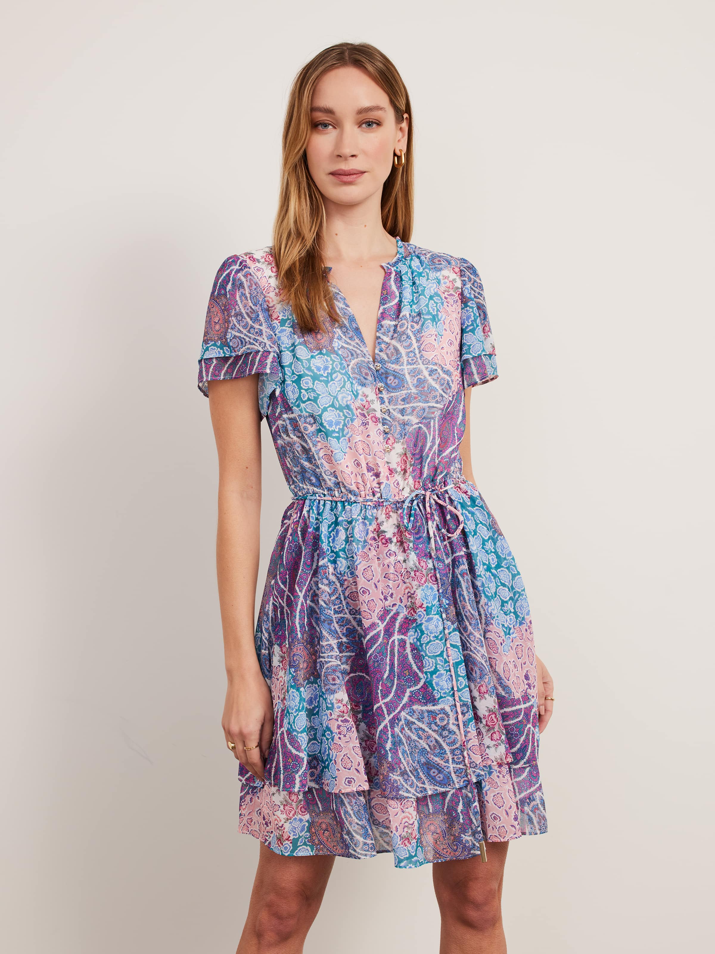 Isabella Short Sleeve Frill Dress - Portmans Online